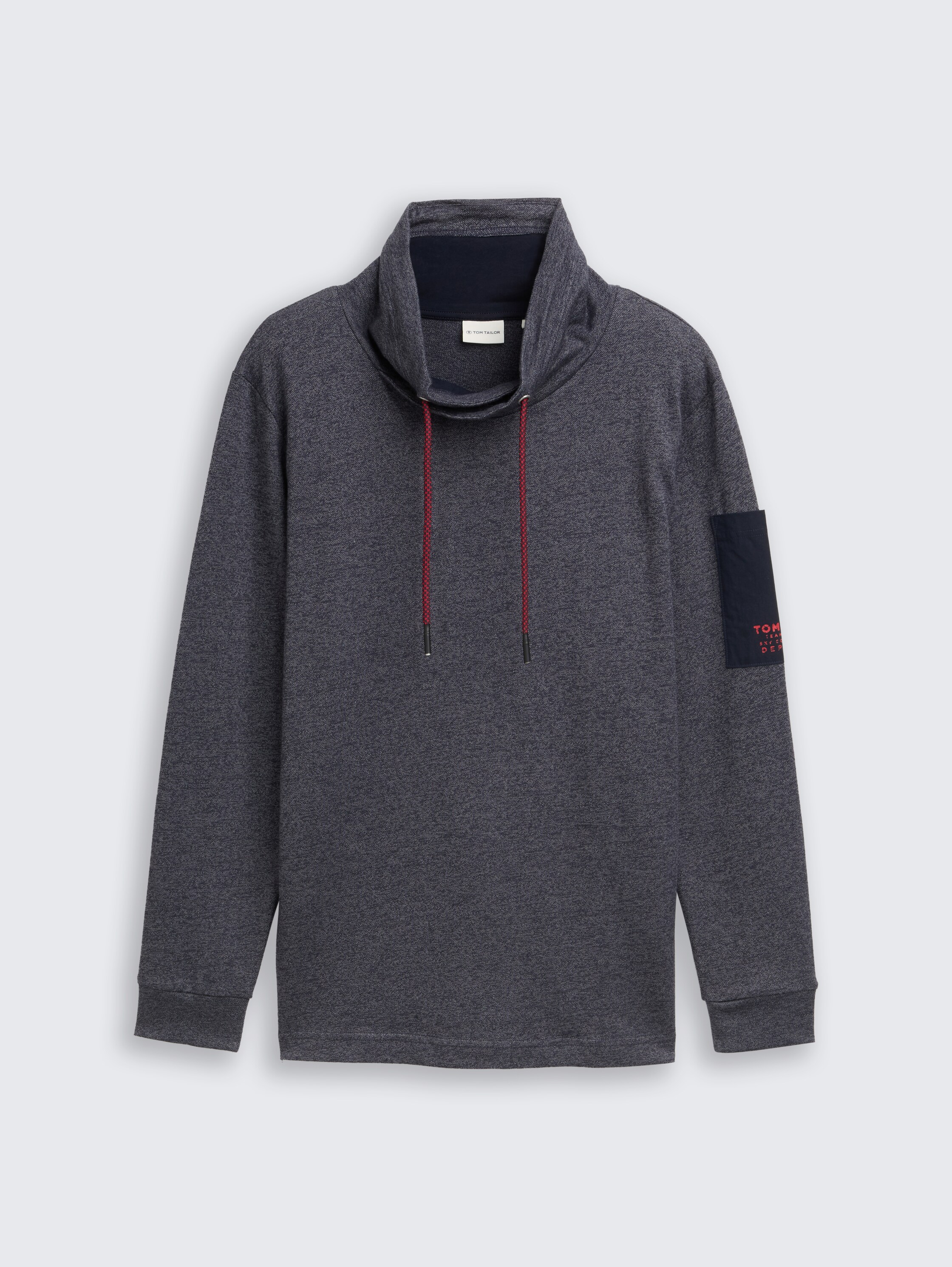 Snood Langarmshirt aus Baumwolle - navy grey grindle structure - Vorder-Produkt-Ansicht