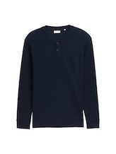 Nicht ausgewählt, Ripp Henley Langarmshirt mit Brusttasche von , blau