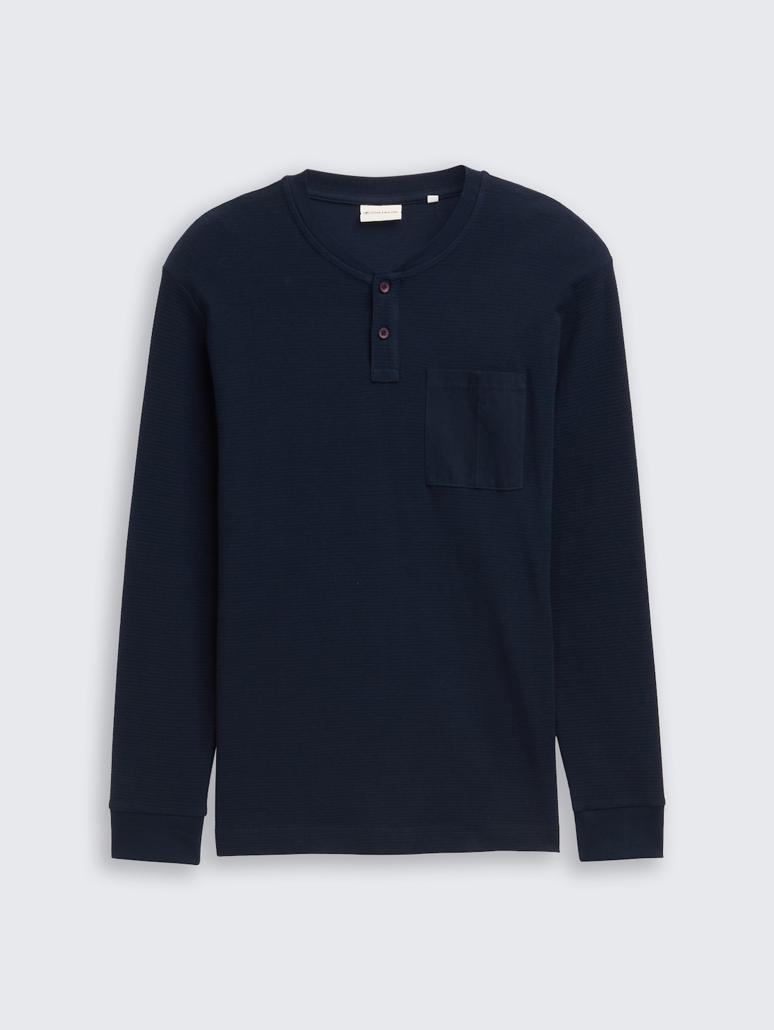 Ripp Henley Langarmshirt mit Brusttasche - sky captain blue - Vorder-Produkt-Ansicht