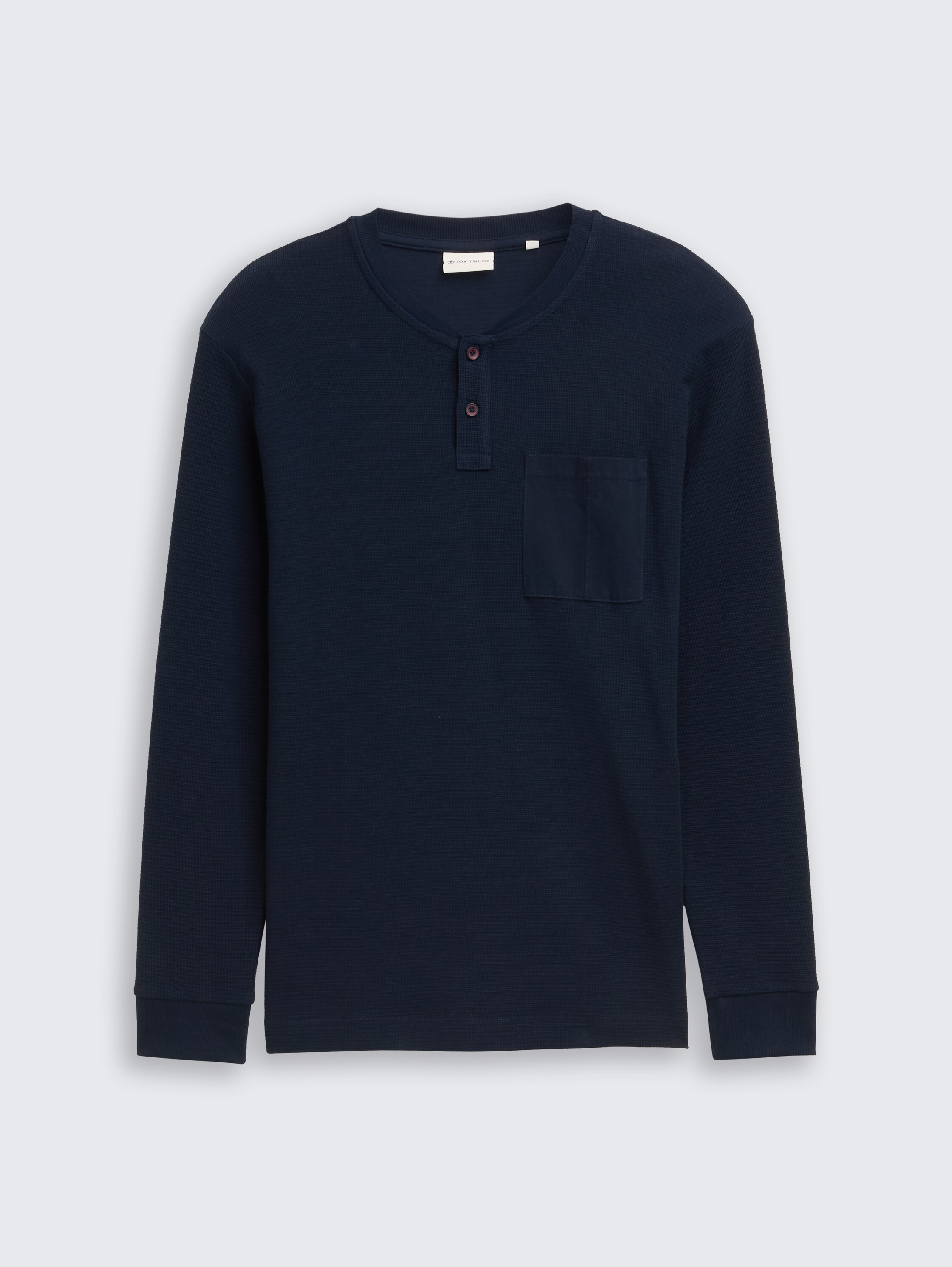 Ripp Henley Langarmshirt mit Brusttasche - sky captain blue - Vorder-Produkt-Ansicht