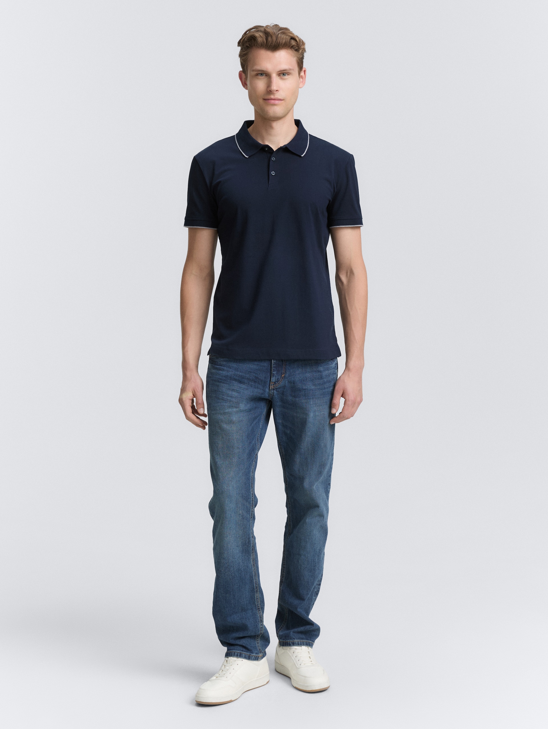 Slim Fit Jersey Poloshirt mit Stretch - sky captain blue