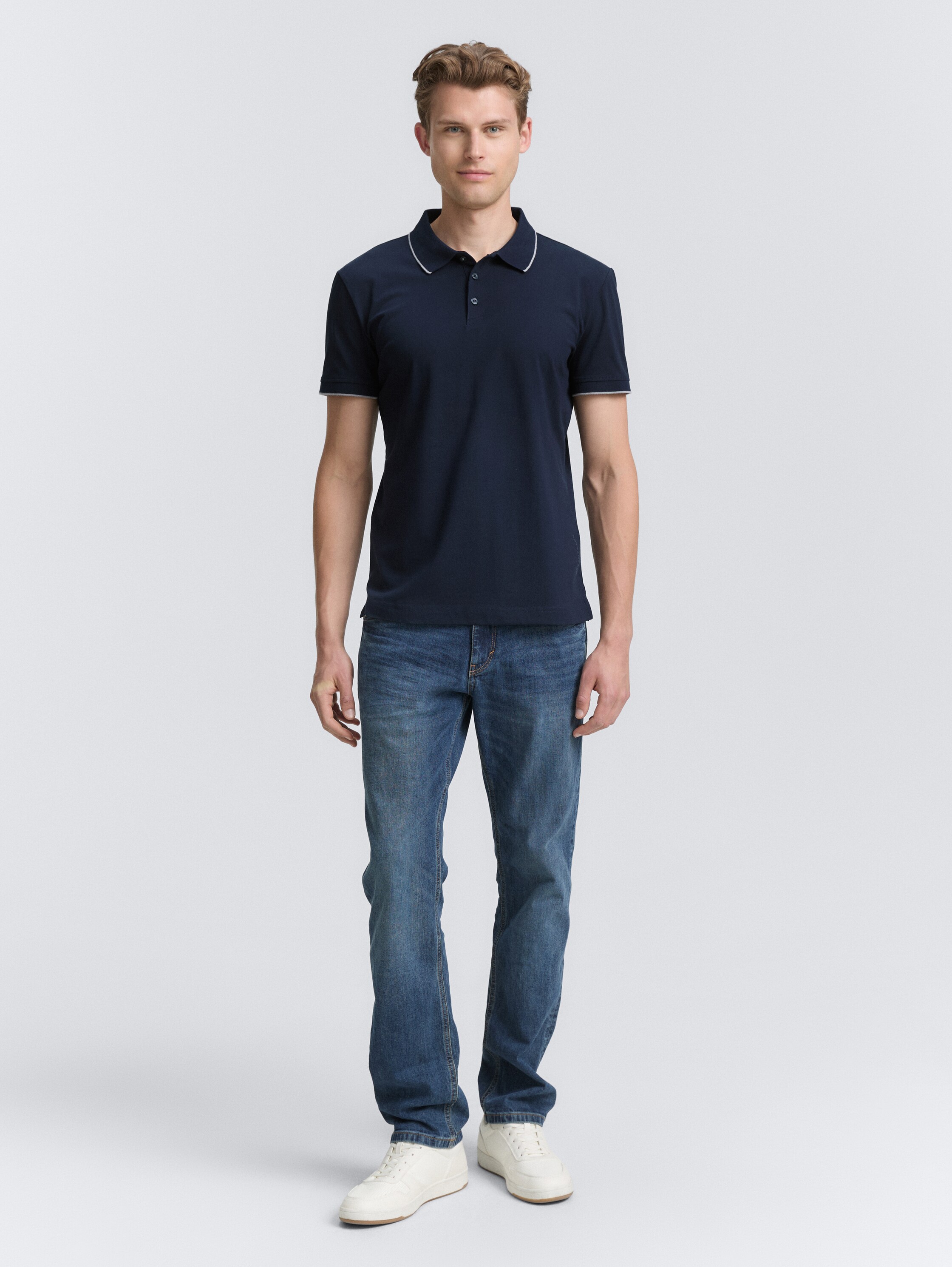Slim Fit Jersey Poloshirt mit Stretch - sky_captain_blue_1 - 