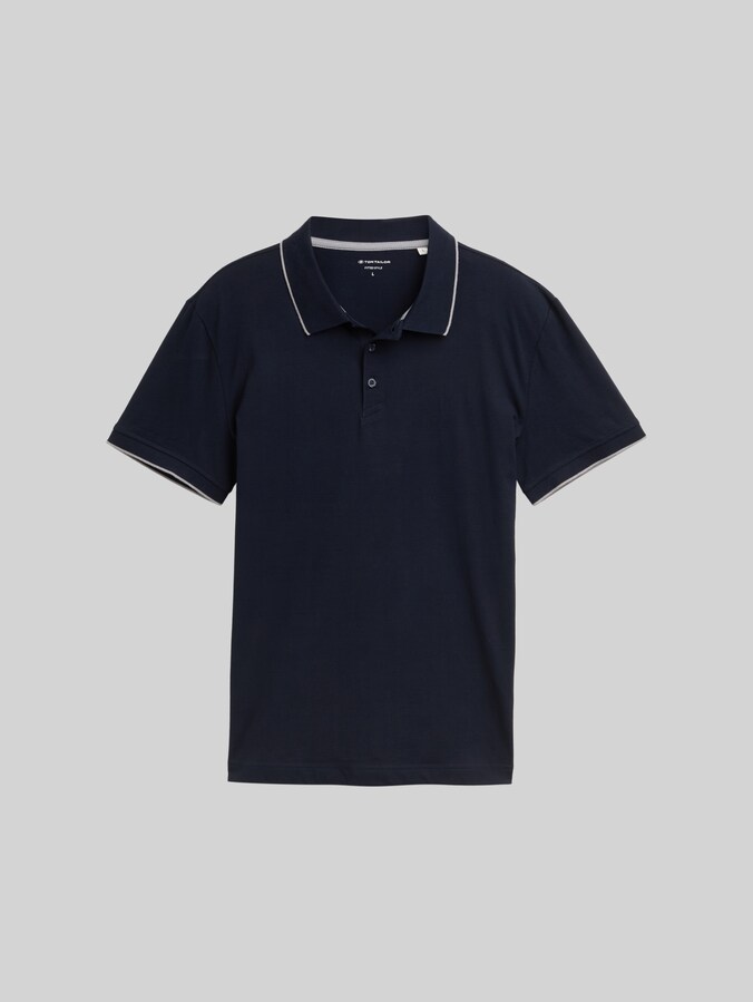 Slim fit jersey poloshirt met stretch door Men, sky captain blue