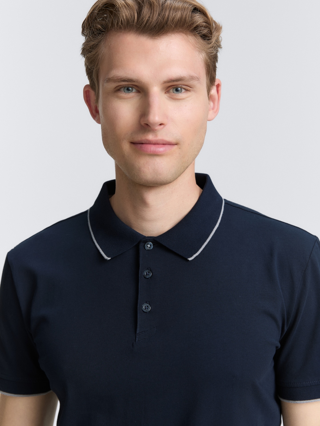 Slim Fit Jersey Poloshirt mit Stretch - sky captain blue