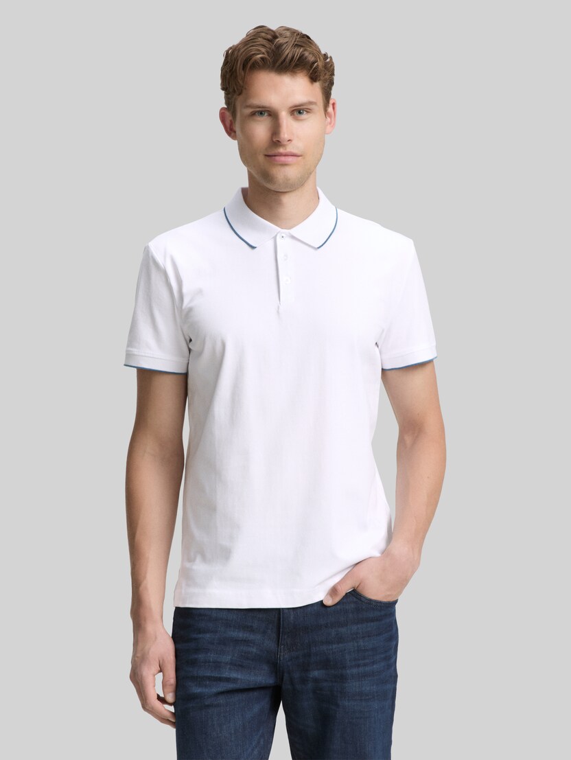 Slim fit jersey poloshirt met stretch door Men, White