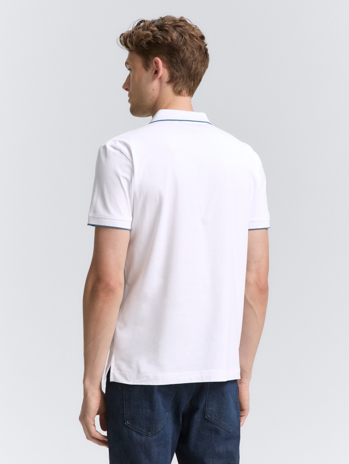 Slim Fit Jersey Poloshirt mit Stretch - White