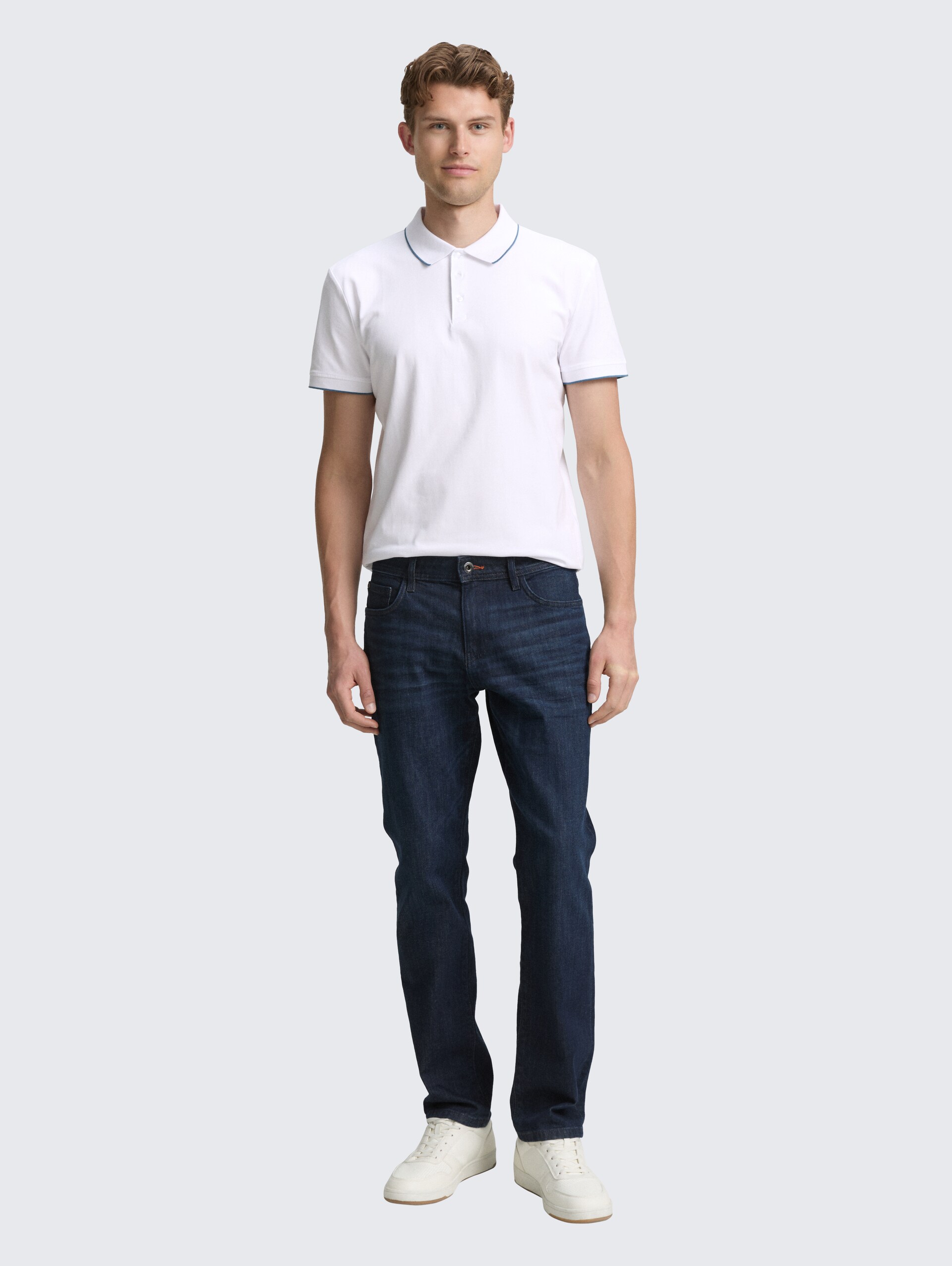 Slim Fit Jersey Poloshirt mit Stretch - White