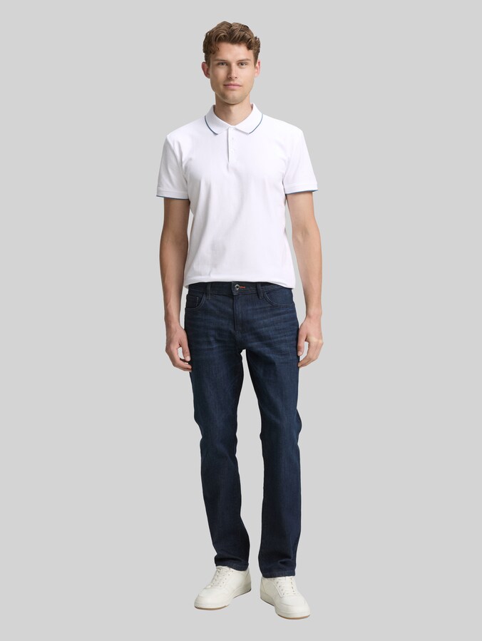Slim fit jersey poloshirt met stretch door Men, White
