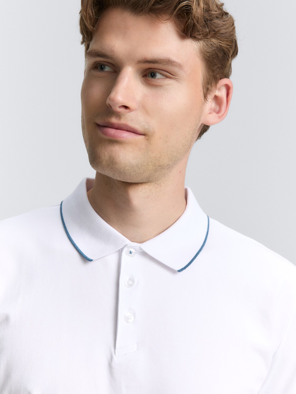 Slim Fit Jersey Poloshirt mit Stretch - White