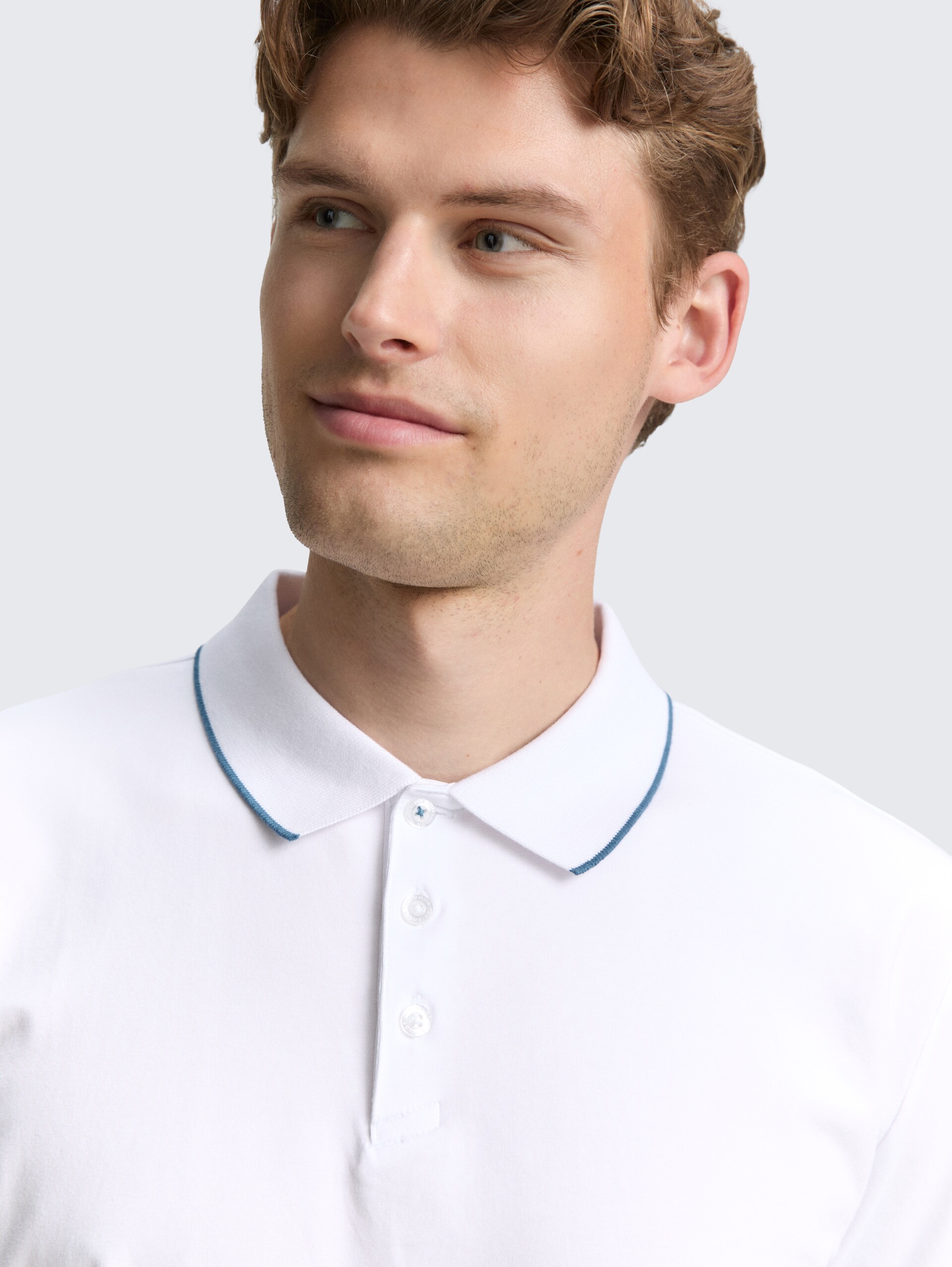 Slim Fit Jersey Poloshirt mit Stretch - White
