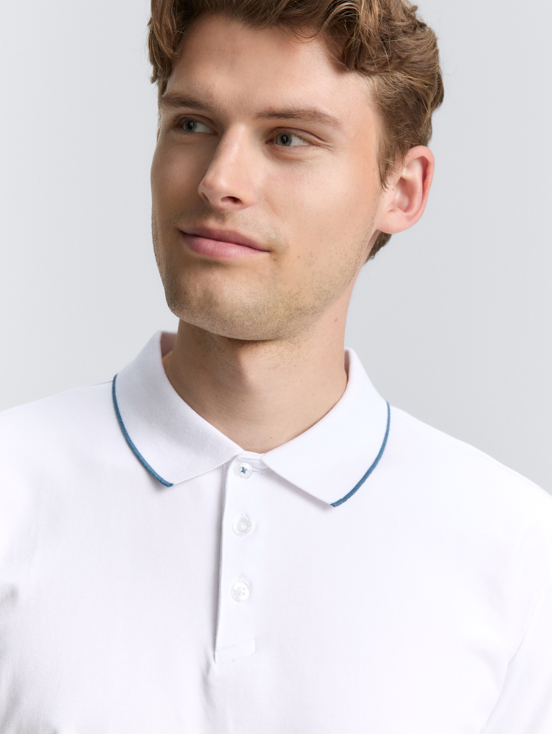 Slim Fit Jersey Poloshirt mit Stretch - white - 