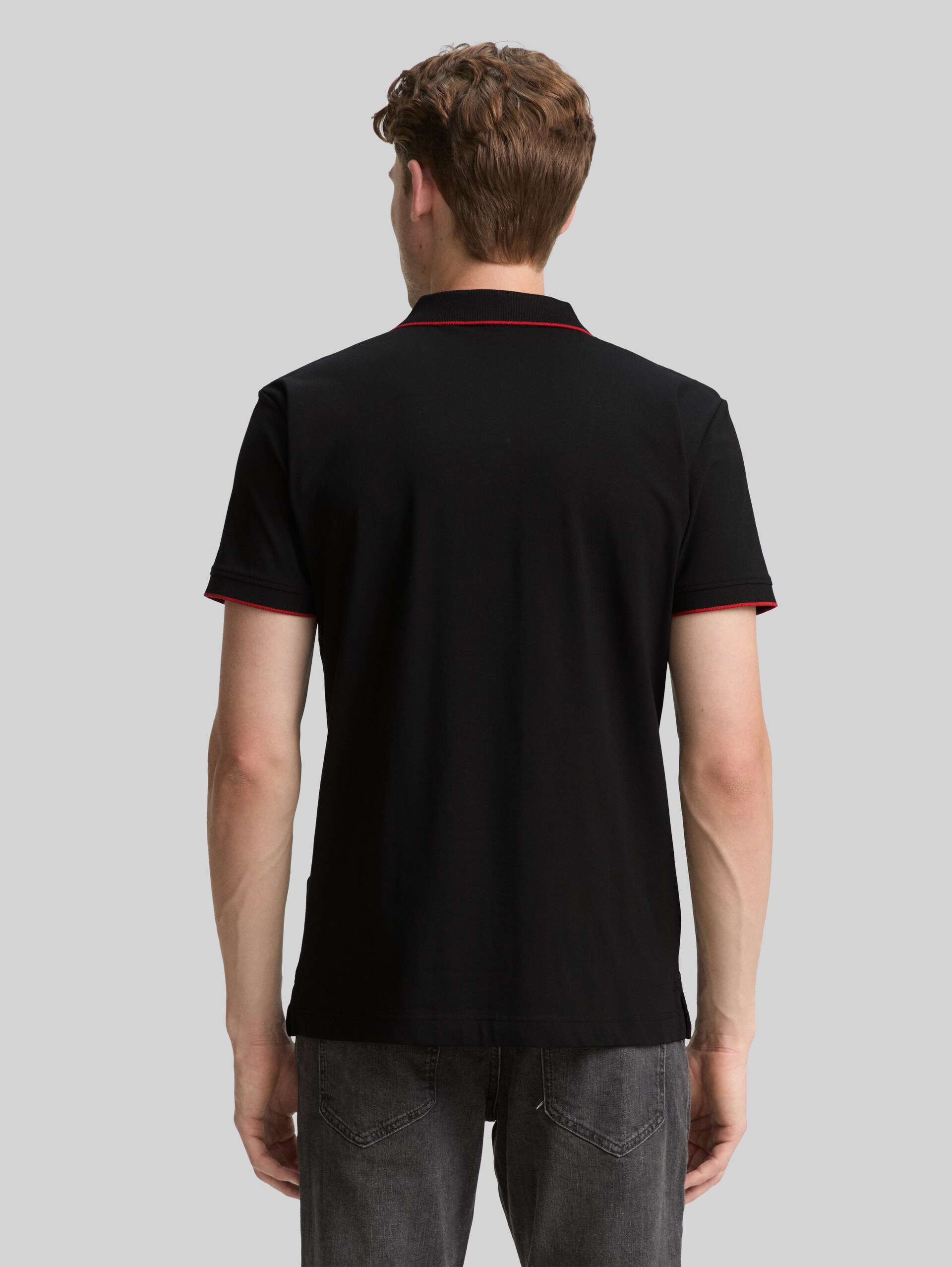 Slim fit jersey polo shirt with stretch - Black