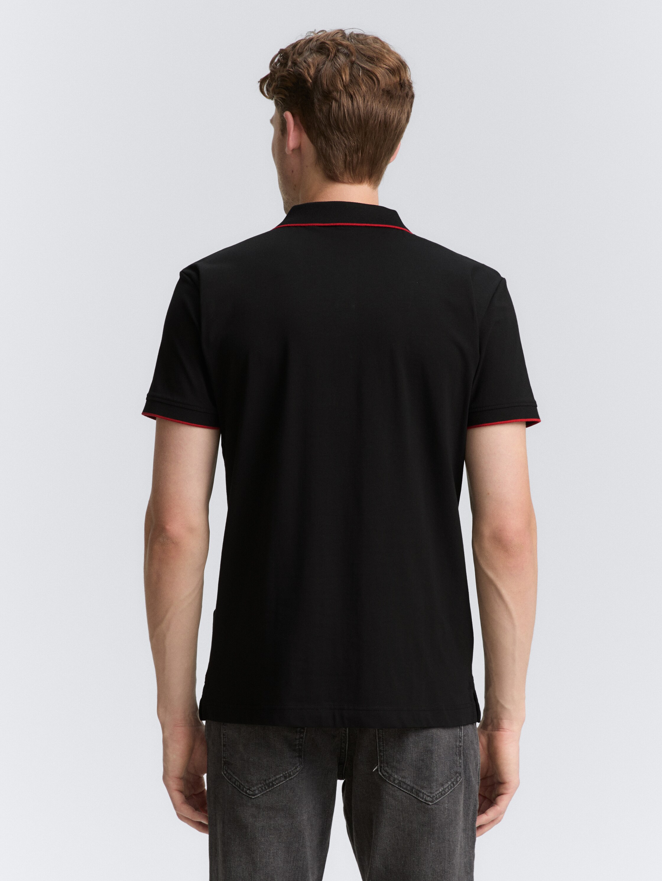 Slim Fit Jersey Poloshirt mit Stretch - black - 