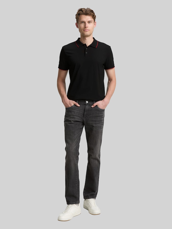 Slim Fit Jersey Poloshirt mit Stretch von Men, Black