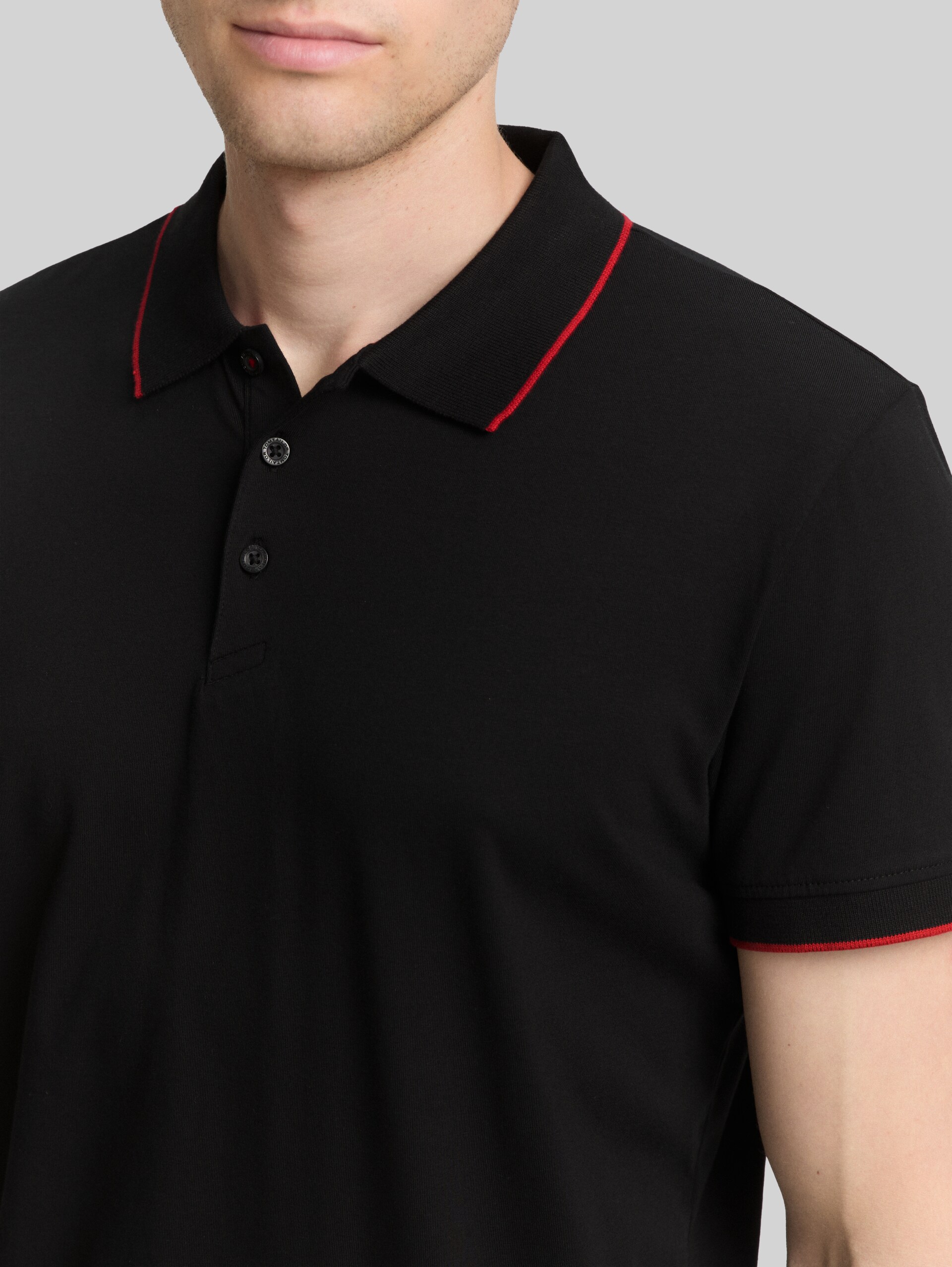 Slim fit jersey polo shirt with stretch - Black