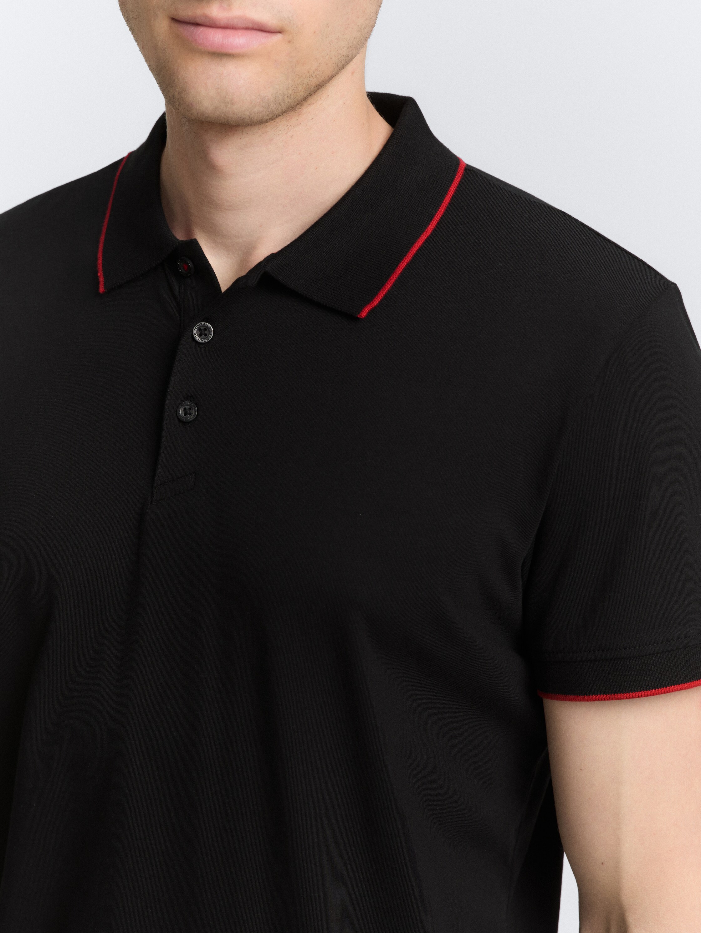 Slim Fit Jersey Poloshirt mit Stretch - black - 