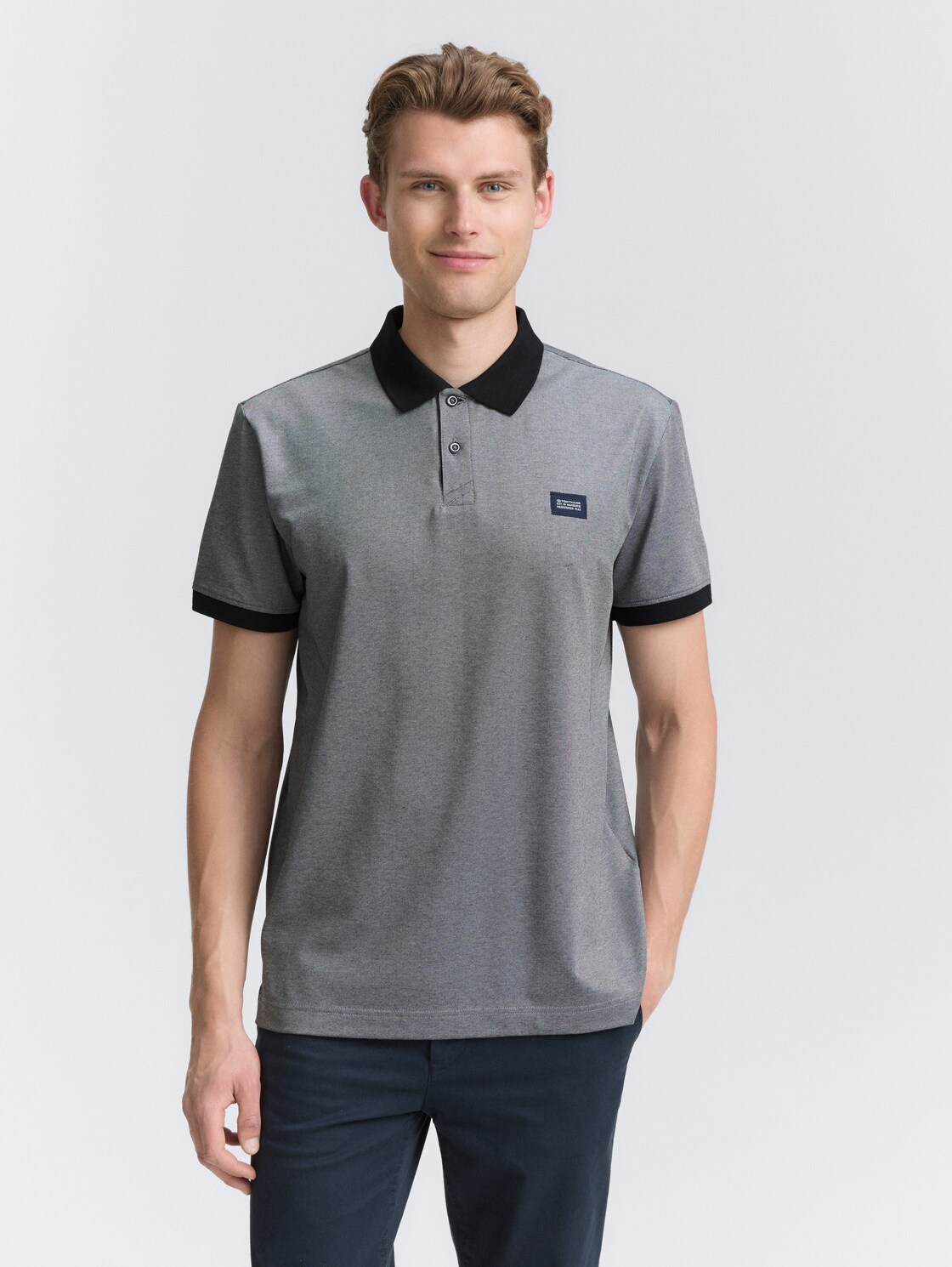 Piqué Poloshirt mit Stretch - navy two tone pique