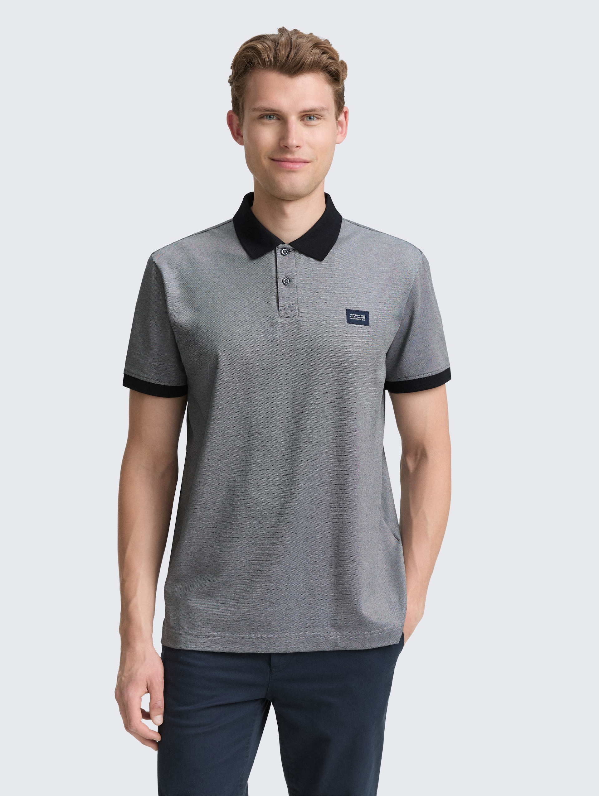 Piqué Poloshirt mit Stretch - navy two tone pique