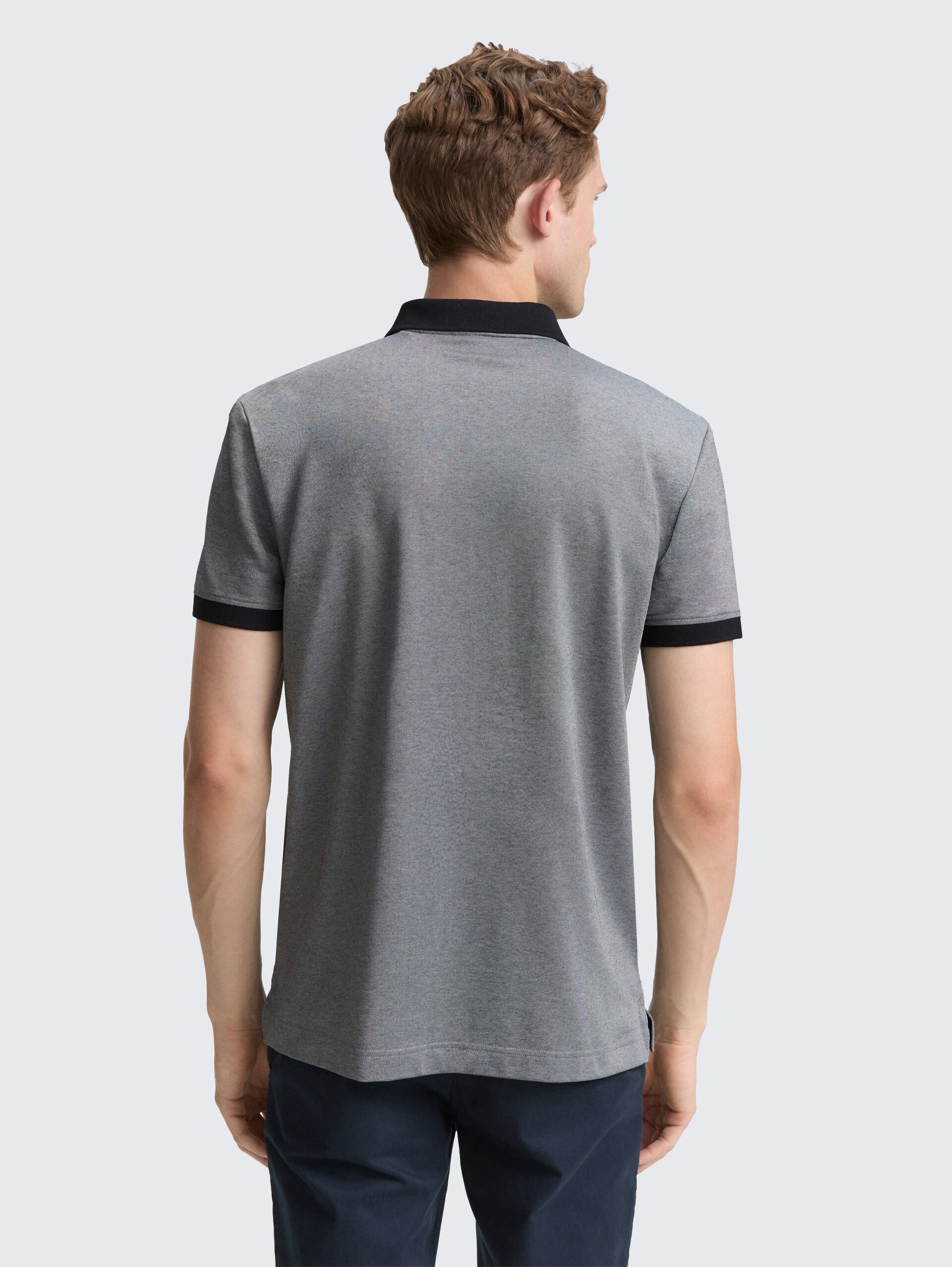 Piqué Poloshirt mit Stretch - navy two tone pique
