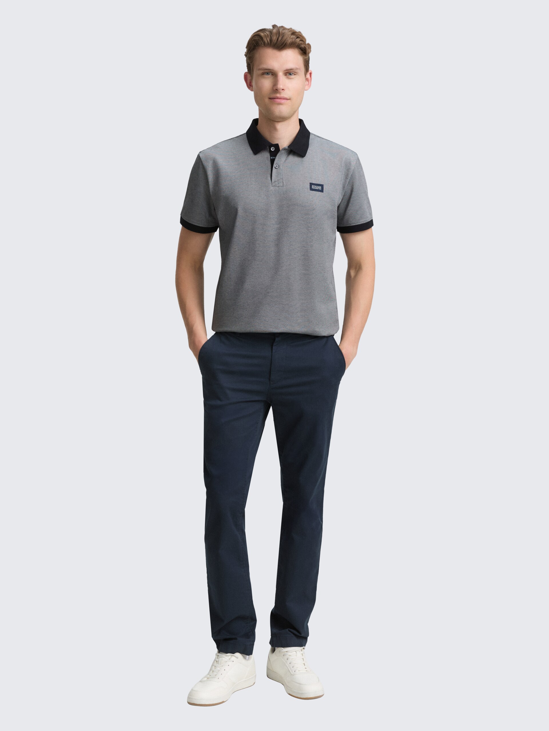 Piqué Poloshirt mit Stretch - navy two tone pique