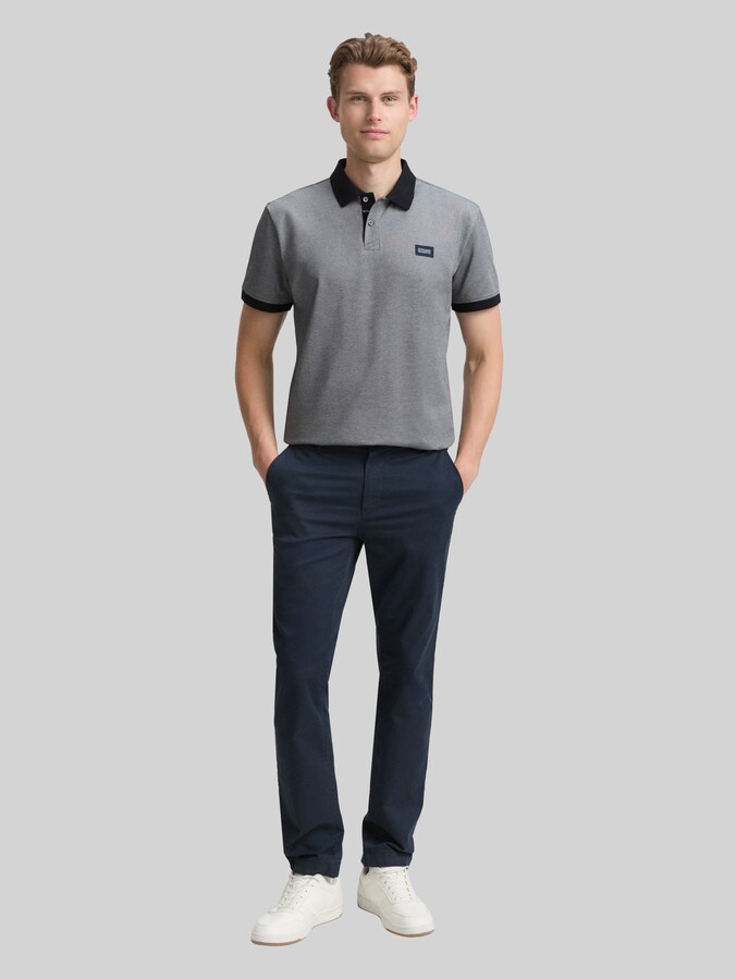 Piqué polo met stretch door Men, navy two tone pique