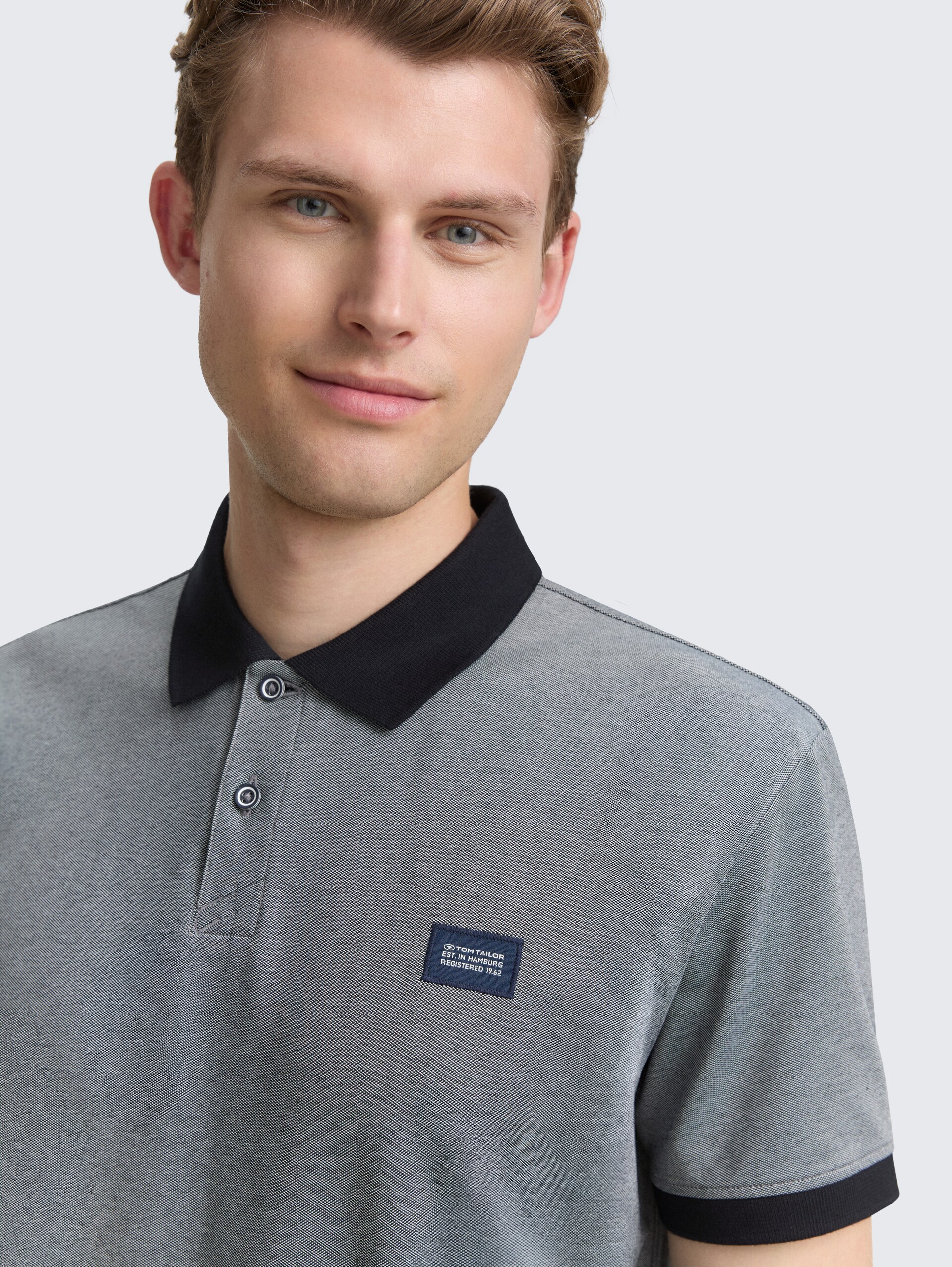Piqué Poloshirt mit Stretch - navy two tone pique