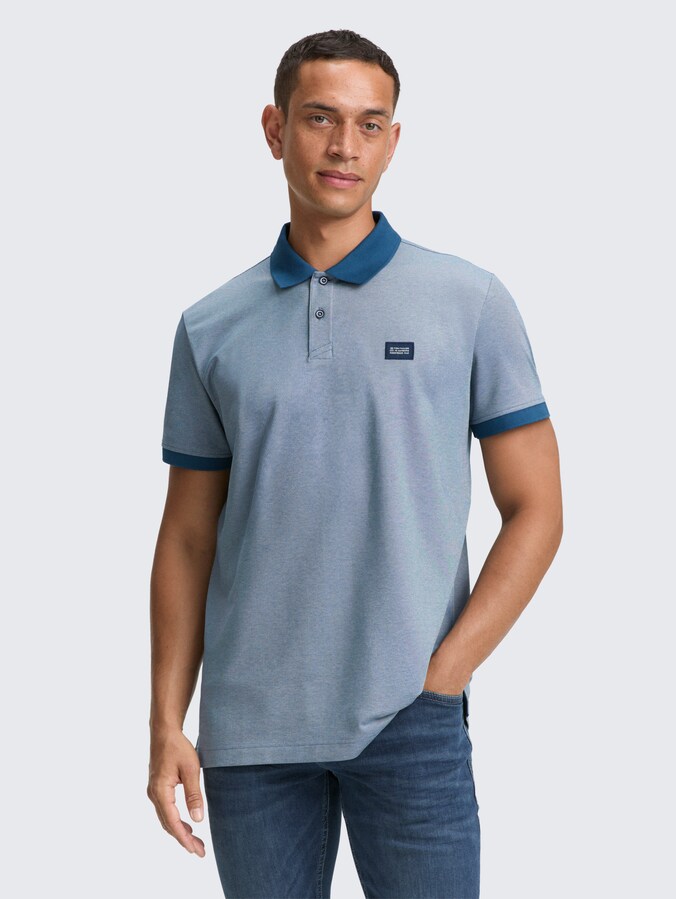 Piqué polo met stretch door Men, teal two tone pique