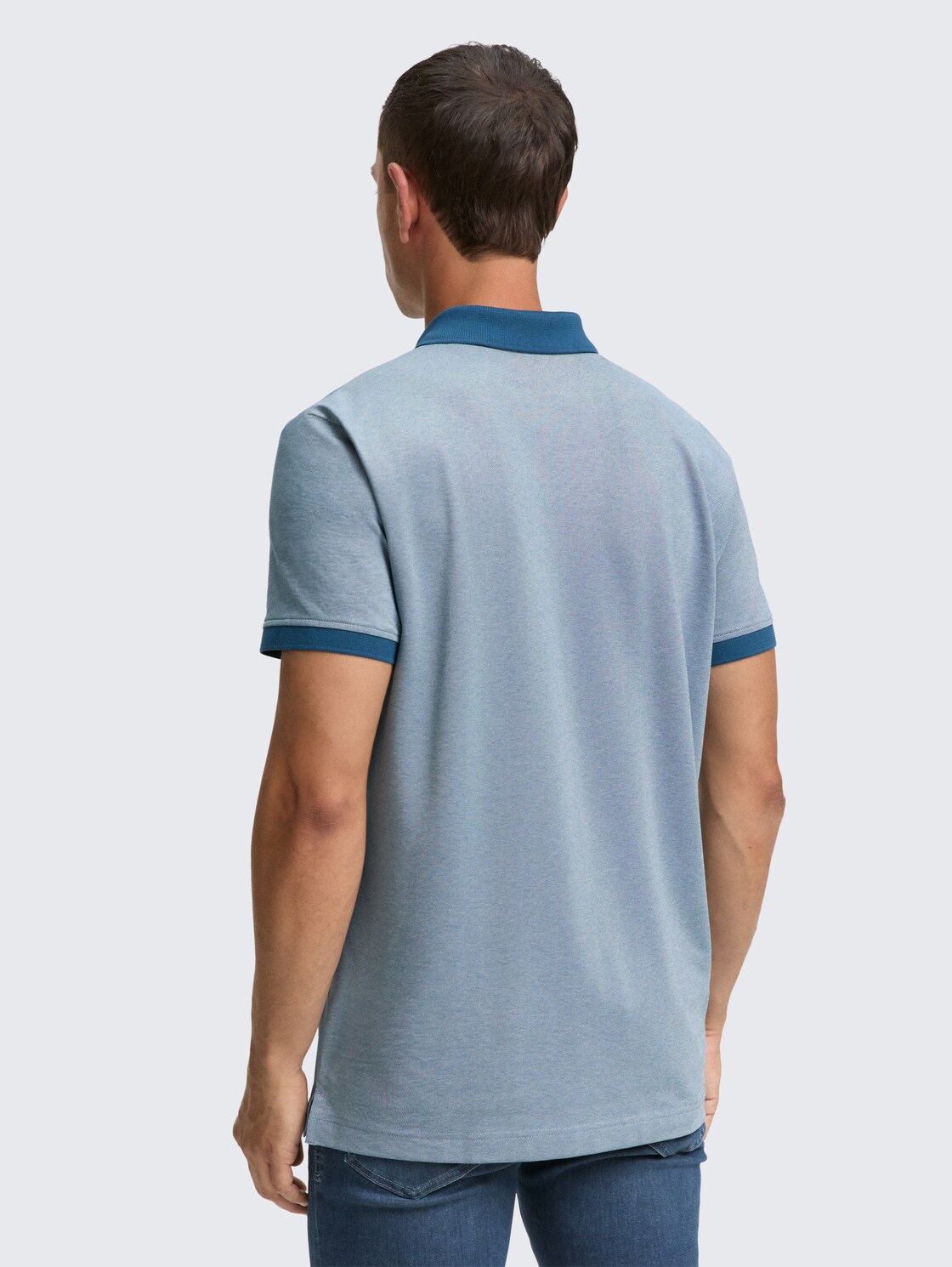 Piqué Poloshirt mit Stretch - teal two tone pique