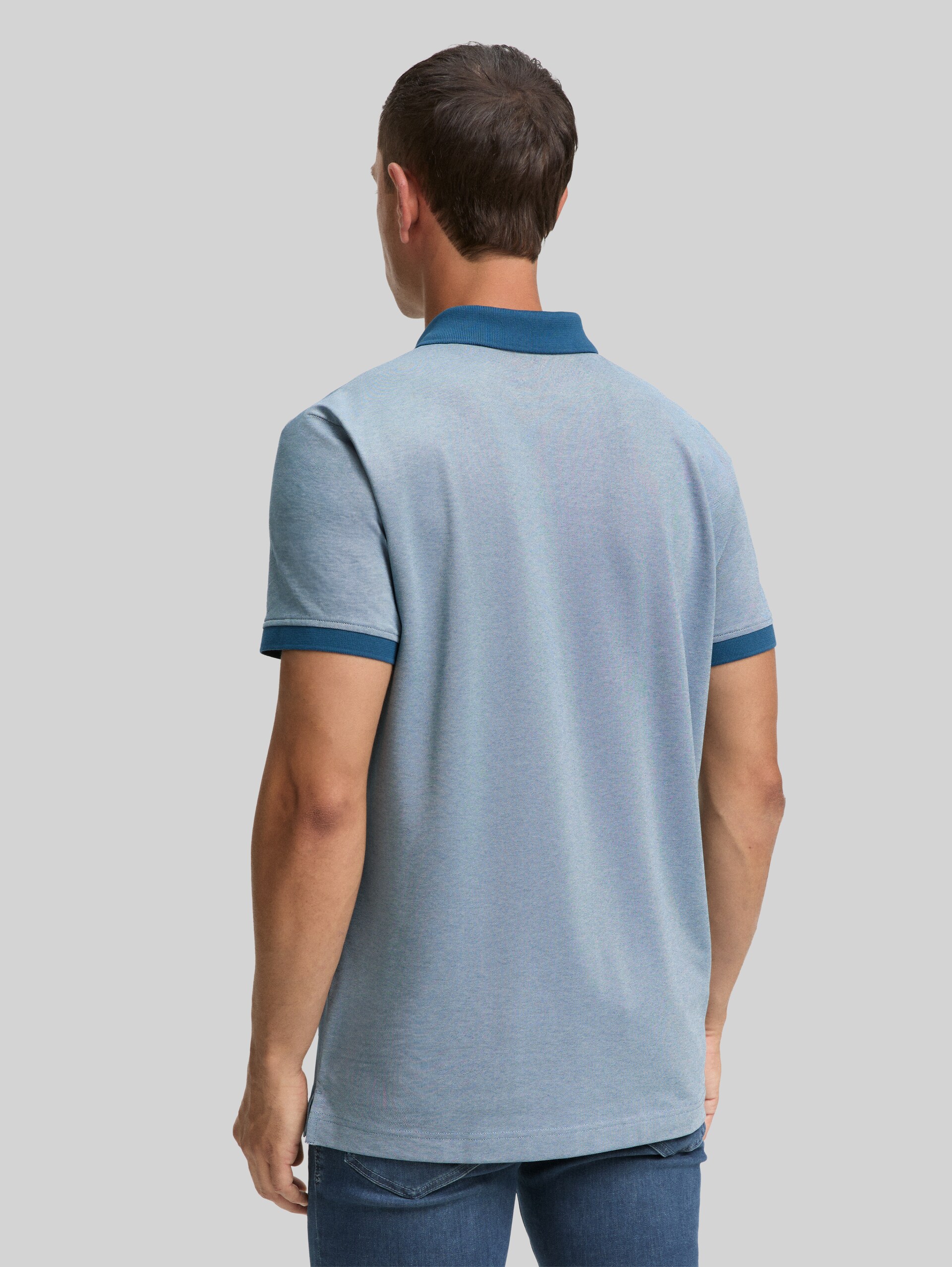 Piqué polo shirt with stretch - teal two tone pique