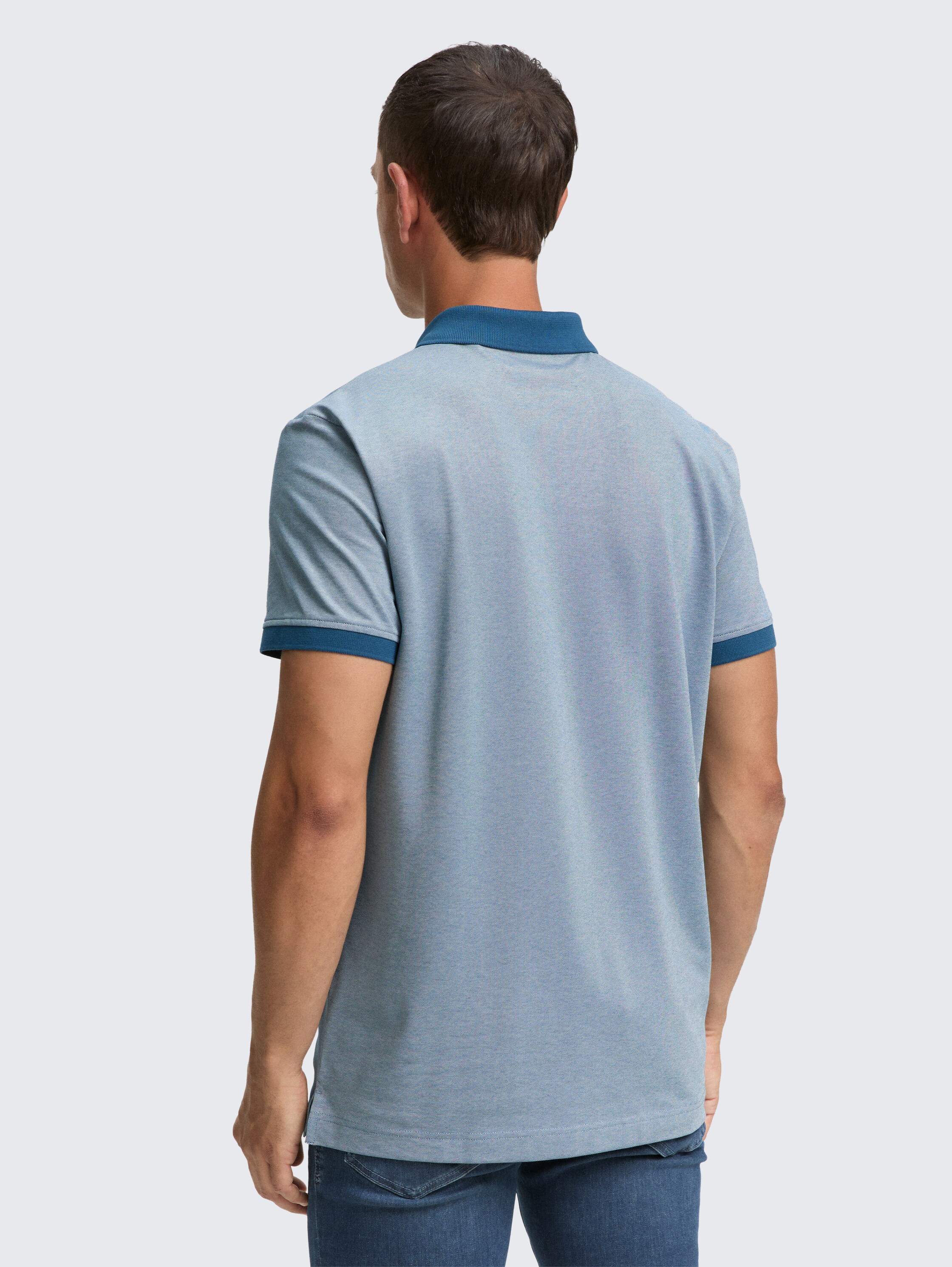 Piqué Poloshirt mit Stretch - teal two tone pique