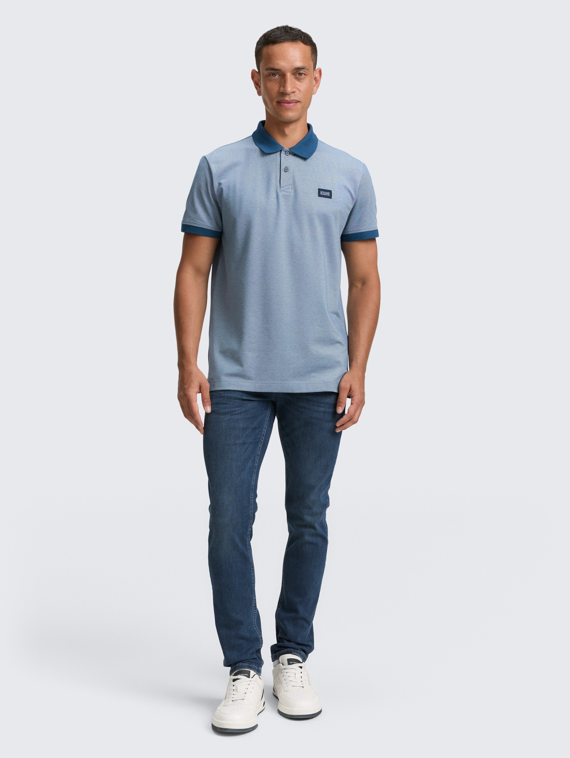 Piqué Poloshirt mit Stretch - teal two tone pique