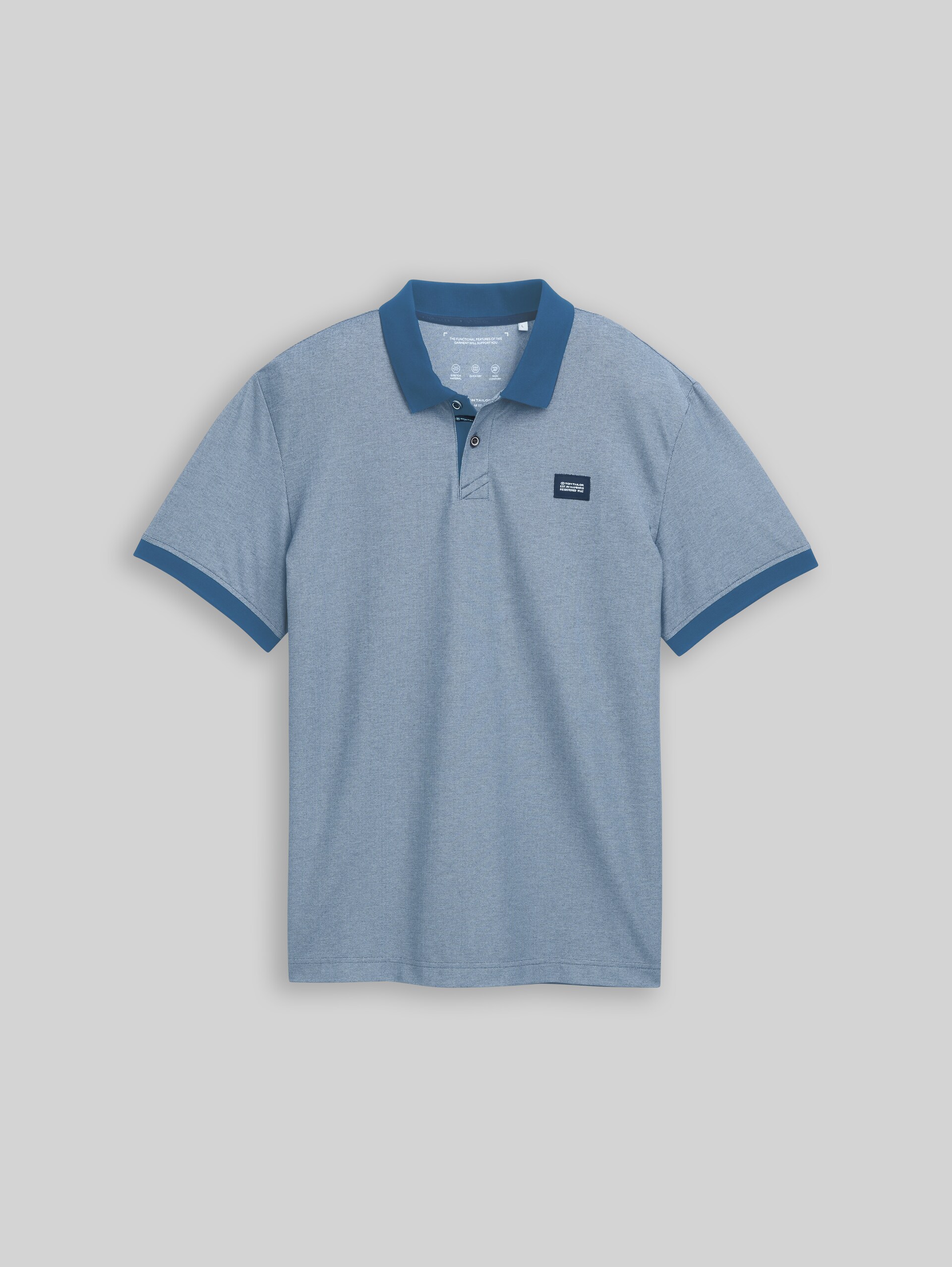 Piqué polo shirt with stretch - teal two tone pique