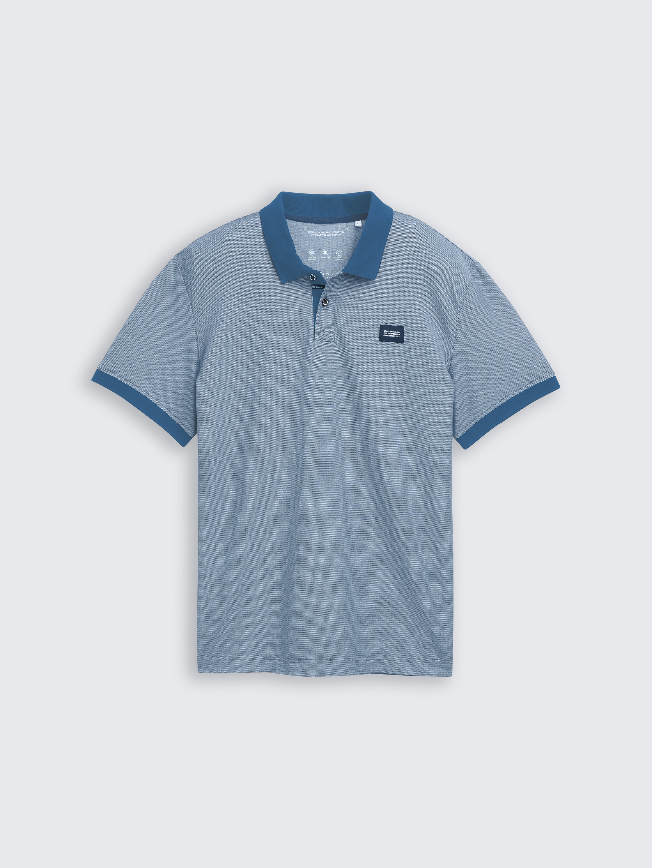 Piqué Poloshirt mit Stretch - teal two tone pique