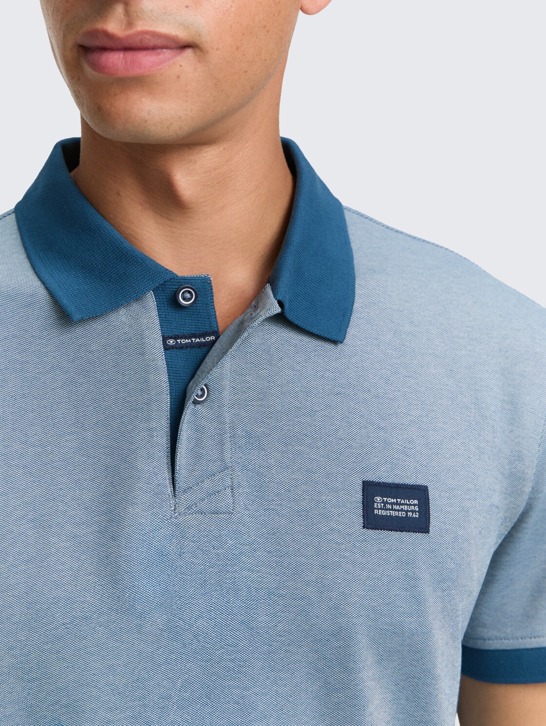 Piqué Poloshirt mit Stretch - teal two tone pique