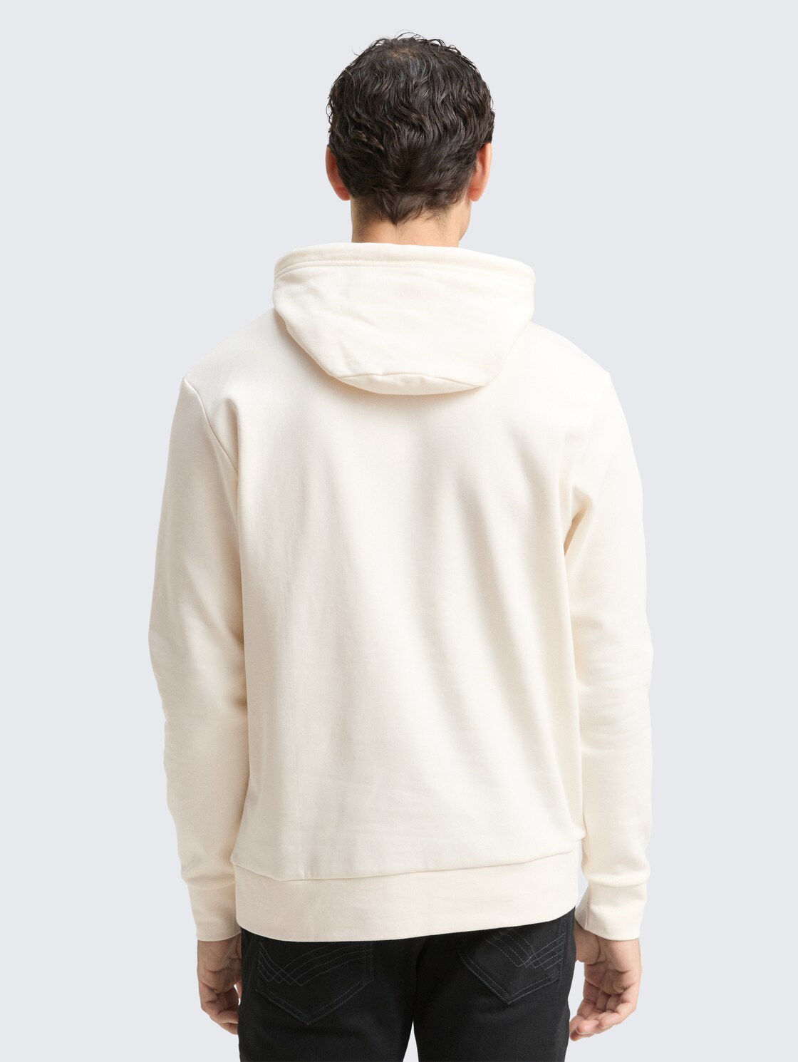 Hoodie Sweatshirt mit Logo-Print - Wool White - Auschnitt Model-Rückansicht