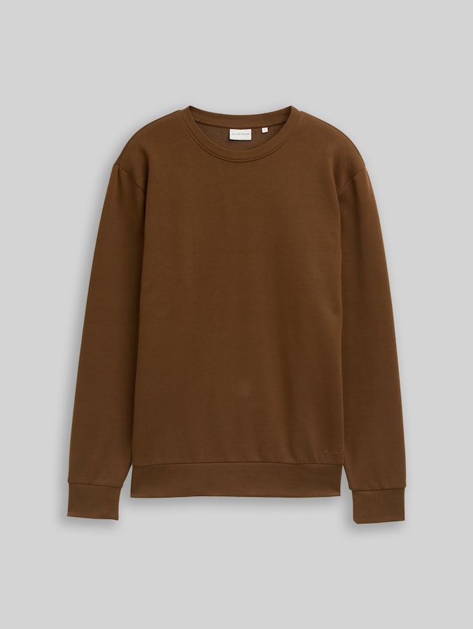 Basic Sweatshirt in Unifarben von Men, dark palm