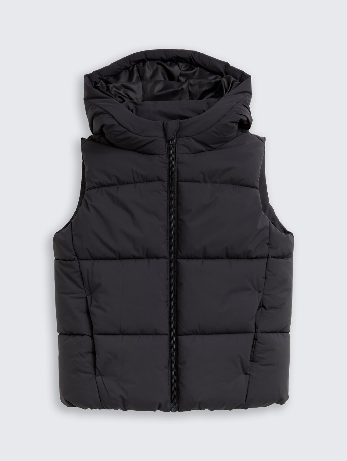 Puffer waistcoat with hood - coal grey - Front product view