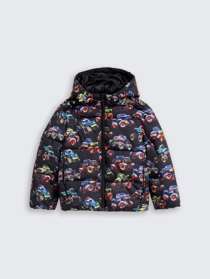 Pufferjack met all-over print door Mini Boys, dark multicolor car design