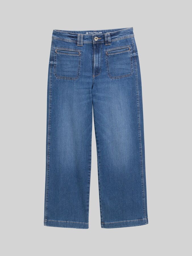 TTNELMA CULOTTE Jeans by Women, Used Mid Stone Blue Denim
