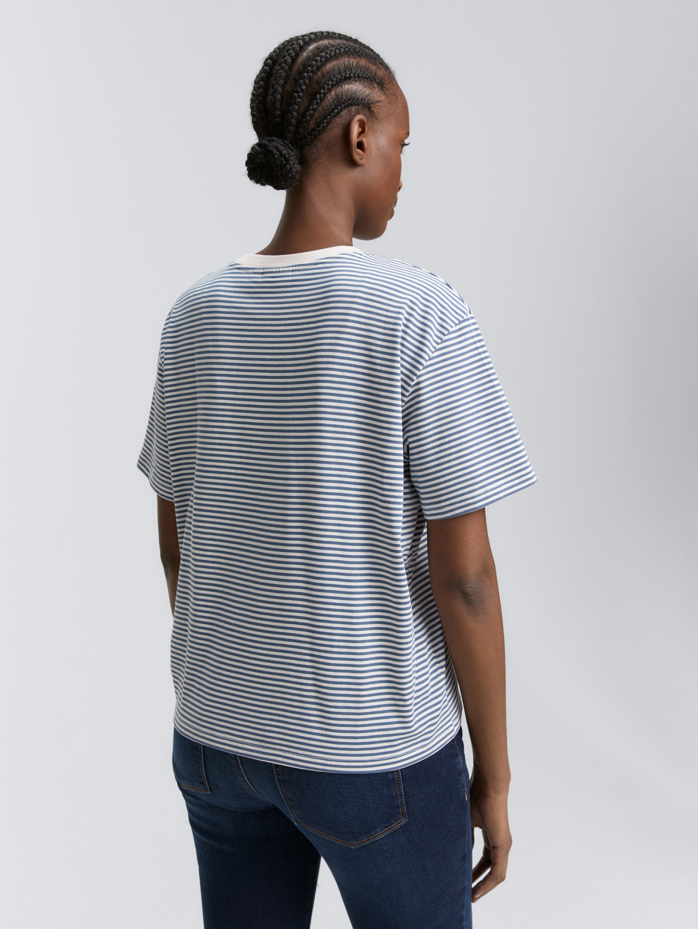 Boxy Fit T-Shirt - small_dusty_blue_white_stripe - 