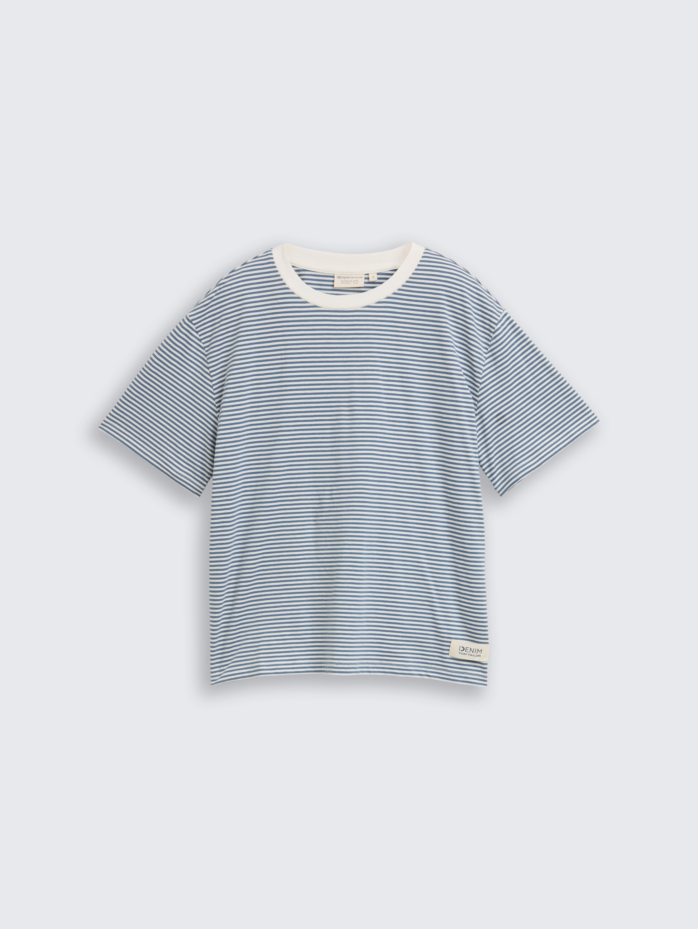 Boxy Fit T-Shirt - small_dusty_blue_white_stripe - 