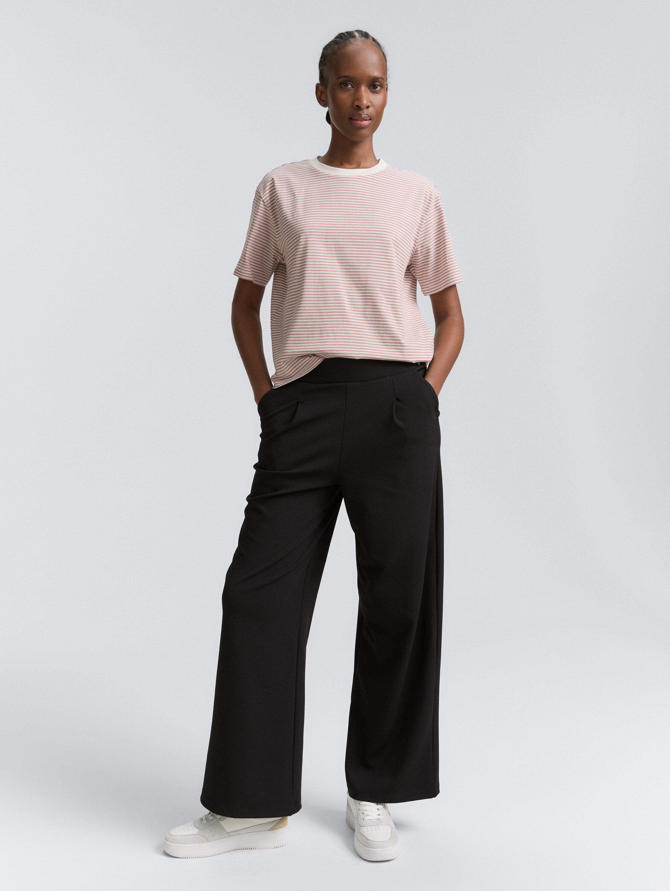 Boxy fit T-shirt - dusty_rose_white_stripe - 