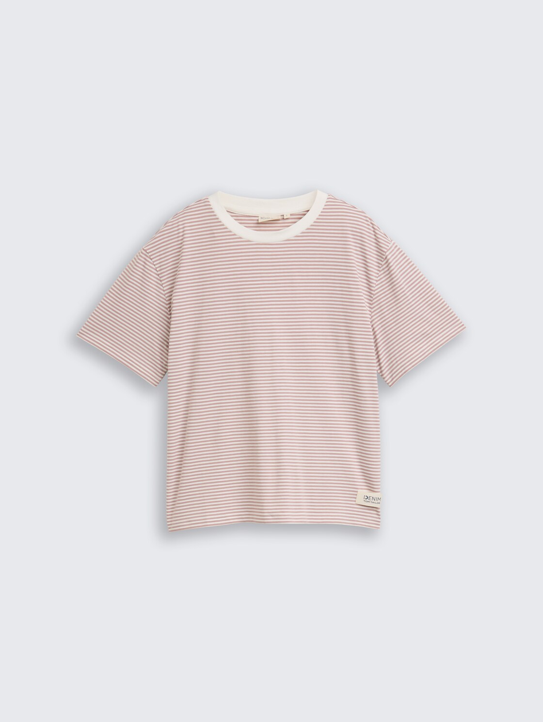 Boxy Fit T-Shirt - dusty rose white stripe - Vorder-Produkt-Ansicht