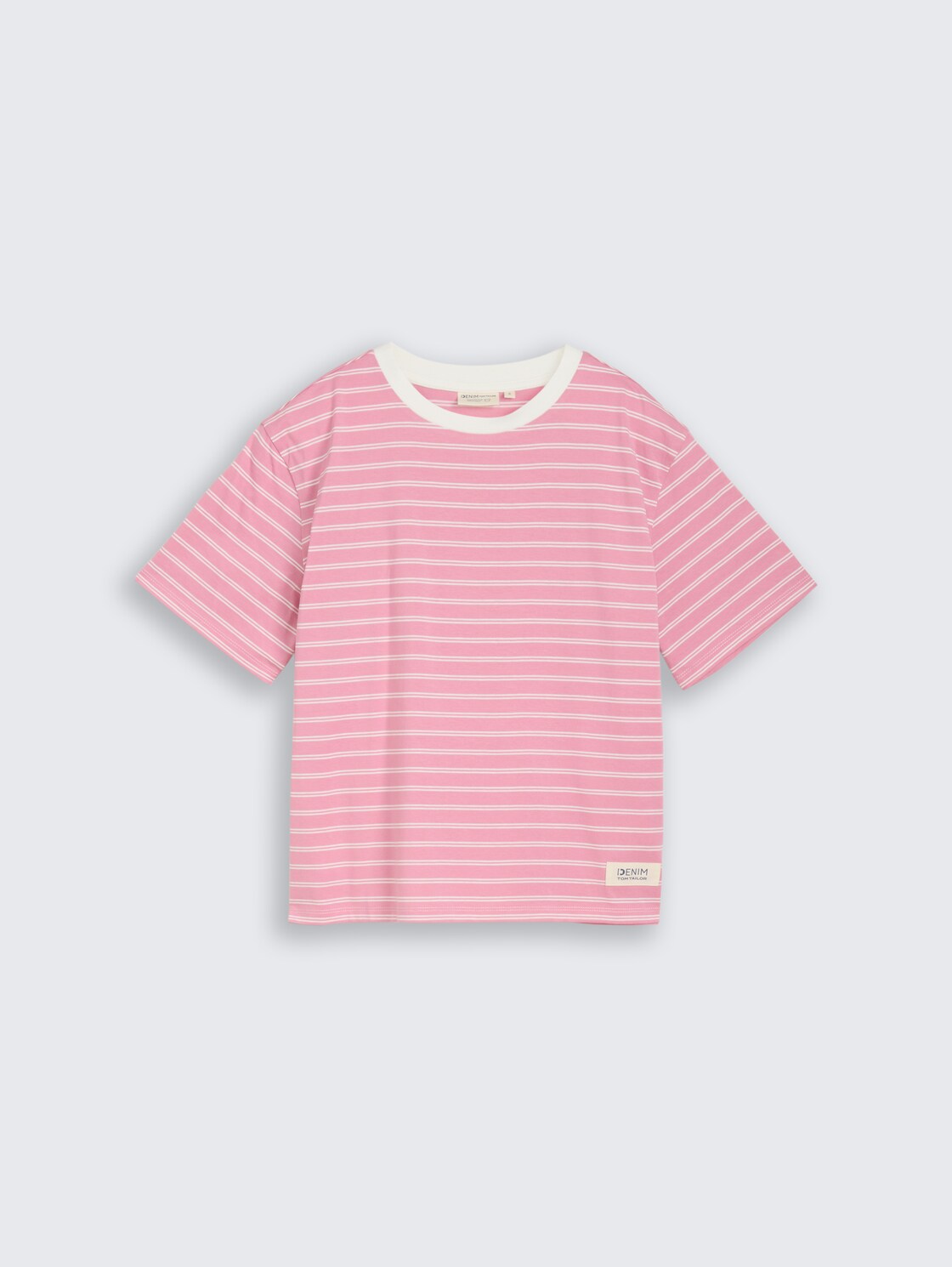 Boxy Fit T-Shirt - soft blush irregular stripe - Vorder-Produkt-Ansicht