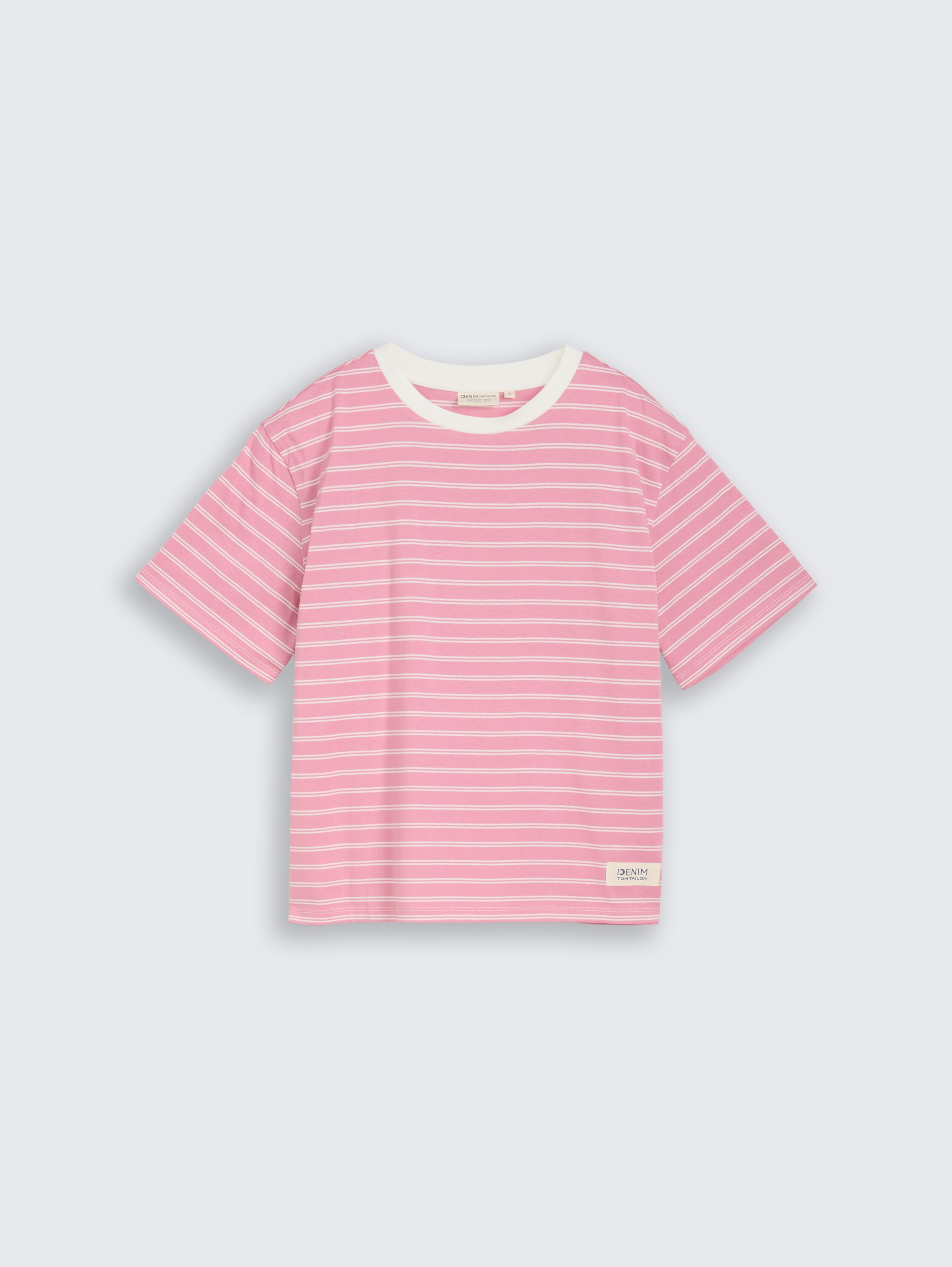 Boxy Fit T-Shirt - soft blush irregular stripe - Vorder-Produkt-Ansicht