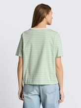 T-shirt coupe carrée - matcha green irregular stripe - Découpe Vue arrière du modèle