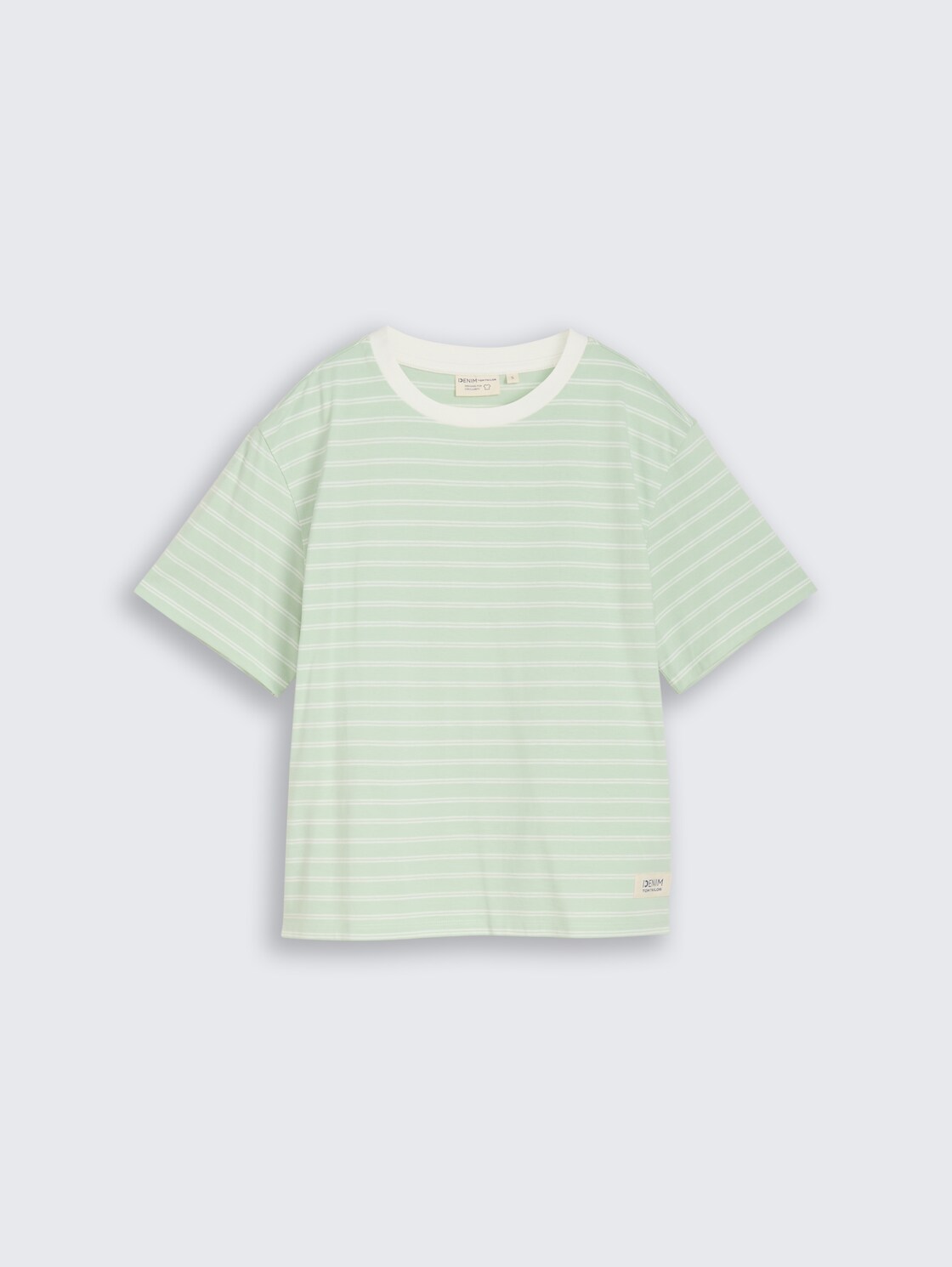Boxy Fit T-Shirt - matcha green irregular stripe - Vorder-Produkt-Ansicht