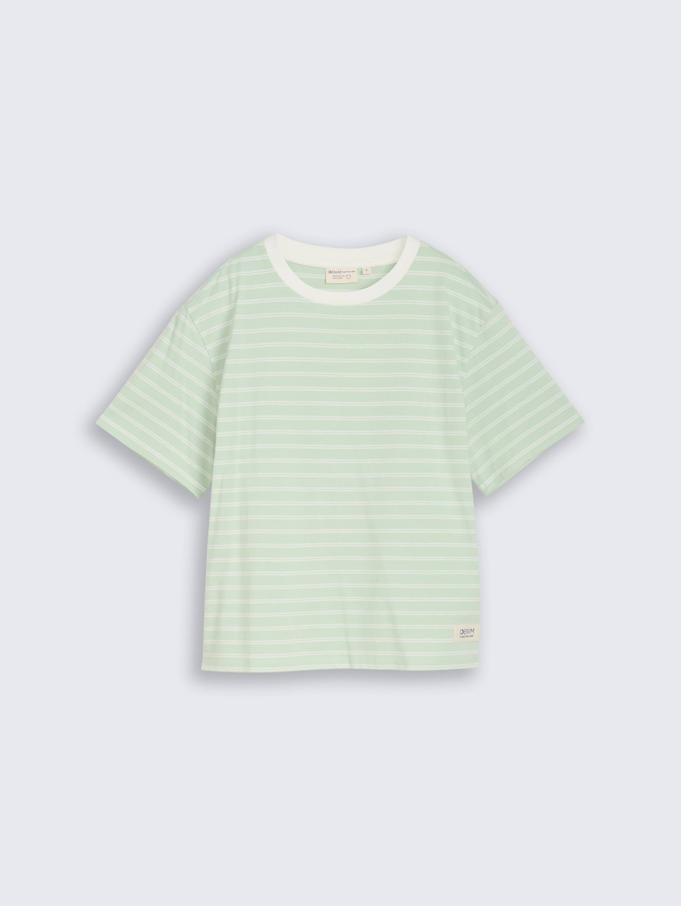 Boxy Fit T-shirt - matcha green irregular stripe - Product vooraanzicht