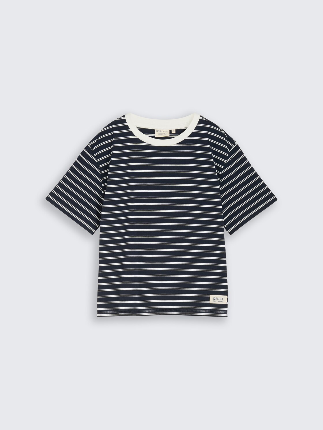 Boxy Fit T-Shirt - navy irregular stripe - Vorder-Produkt-Ansicht