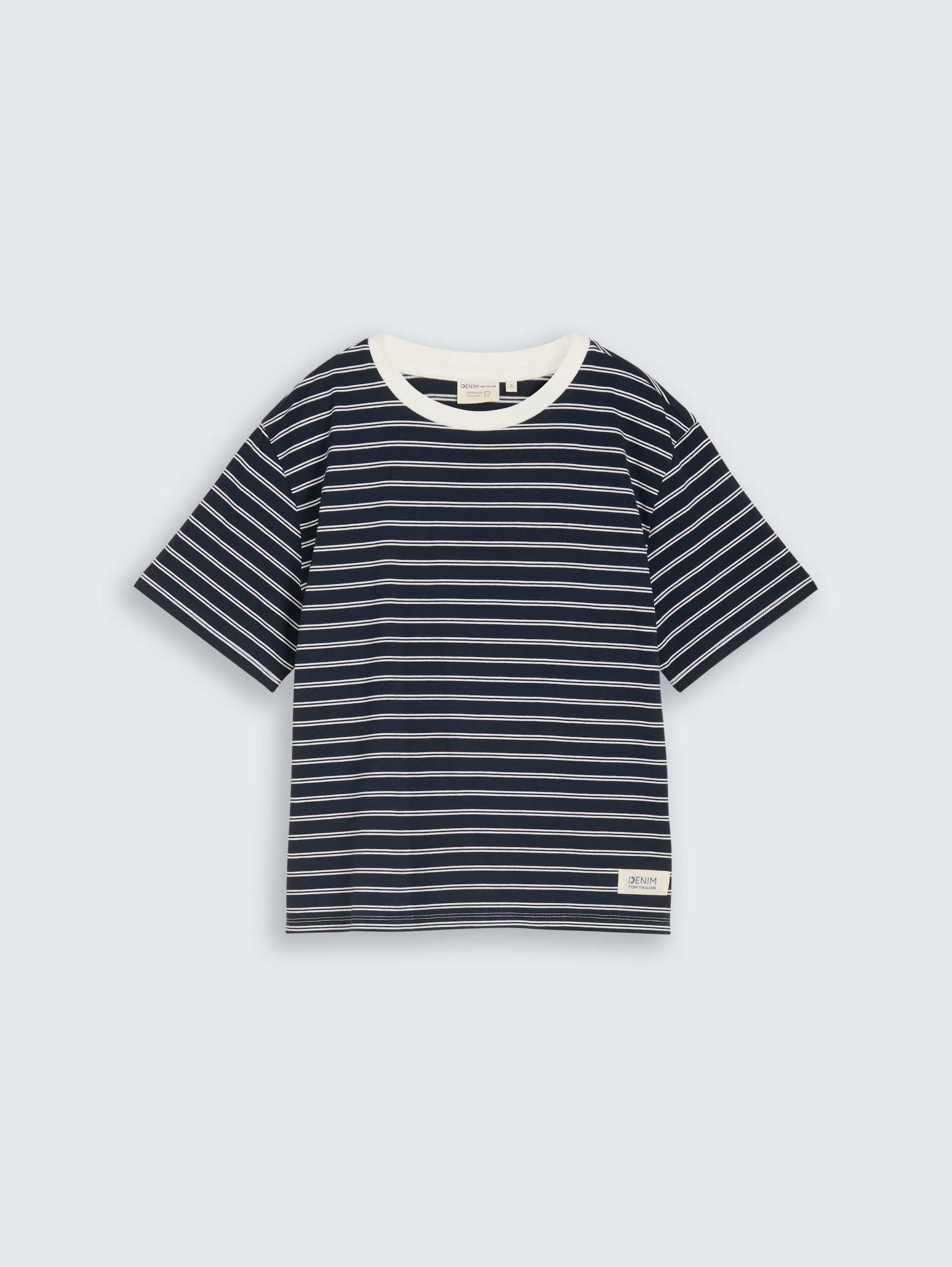 Boxy Fit T-Shirt - navy irregular stripe - Vorder-Produkt-Ansicht